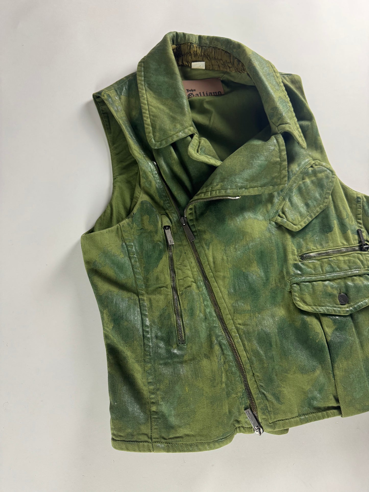 John Galliano Military Skull Print Biker Vest SS 2008 - M