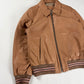 Prada Milano Soft Leather Pink Stripped Knit Rib Bomber Jacket 2010s - XS