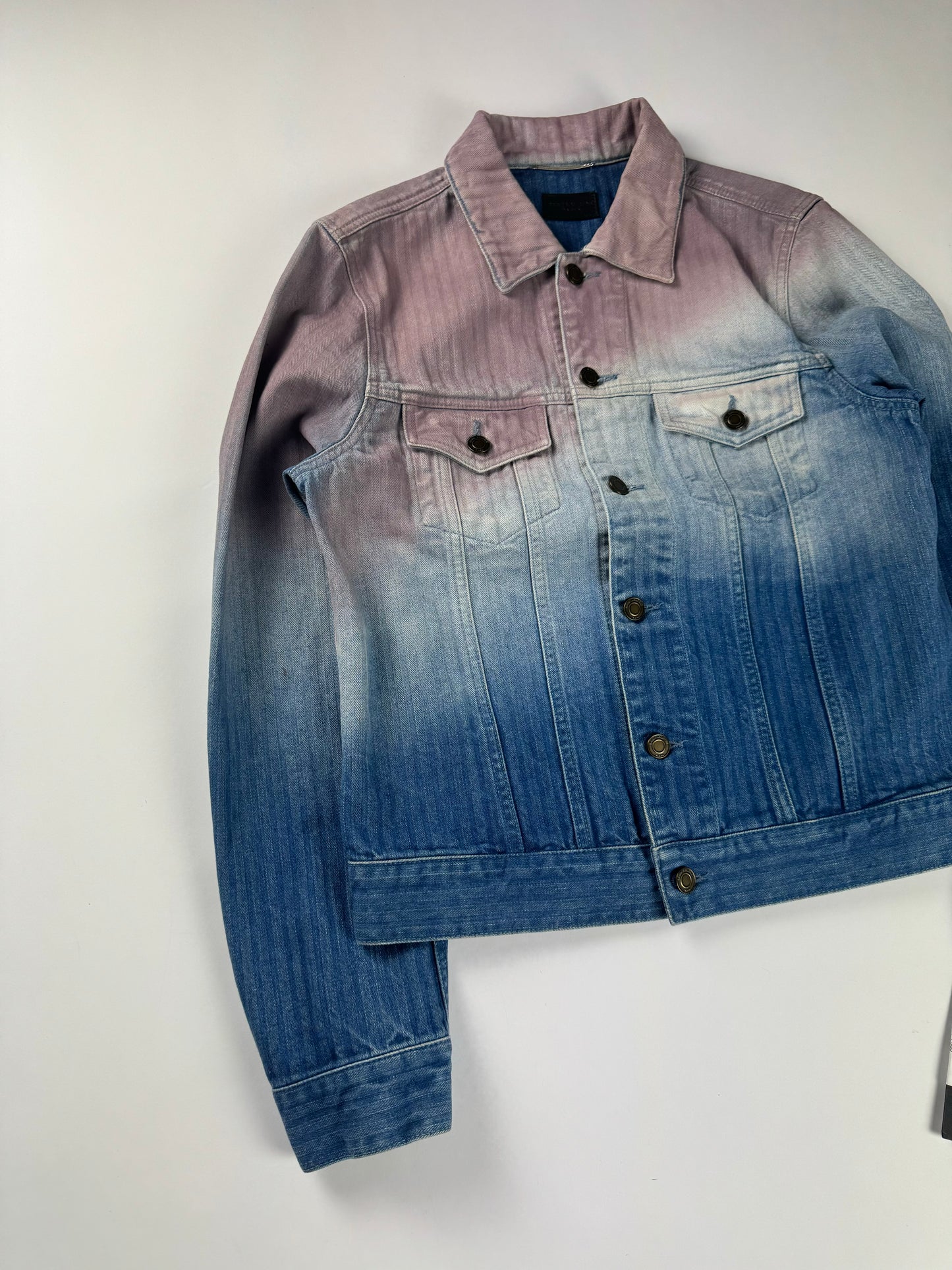 Saint Laurent Sample Tie & Dye Gradient Effect Denim Jacket SS 2021 - S