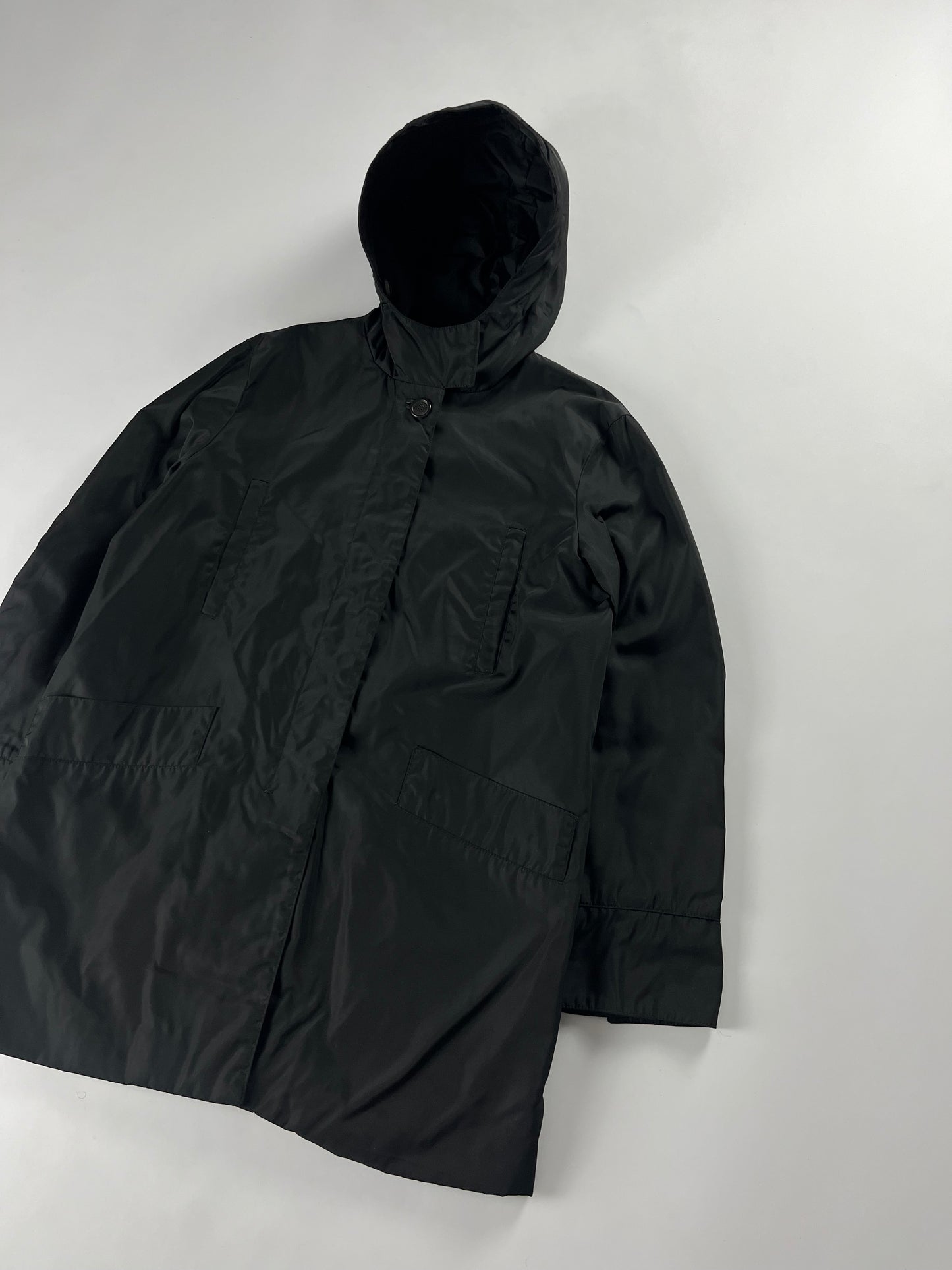 Prada Incognito Leather Details Windbreaker Coat 2000s - M