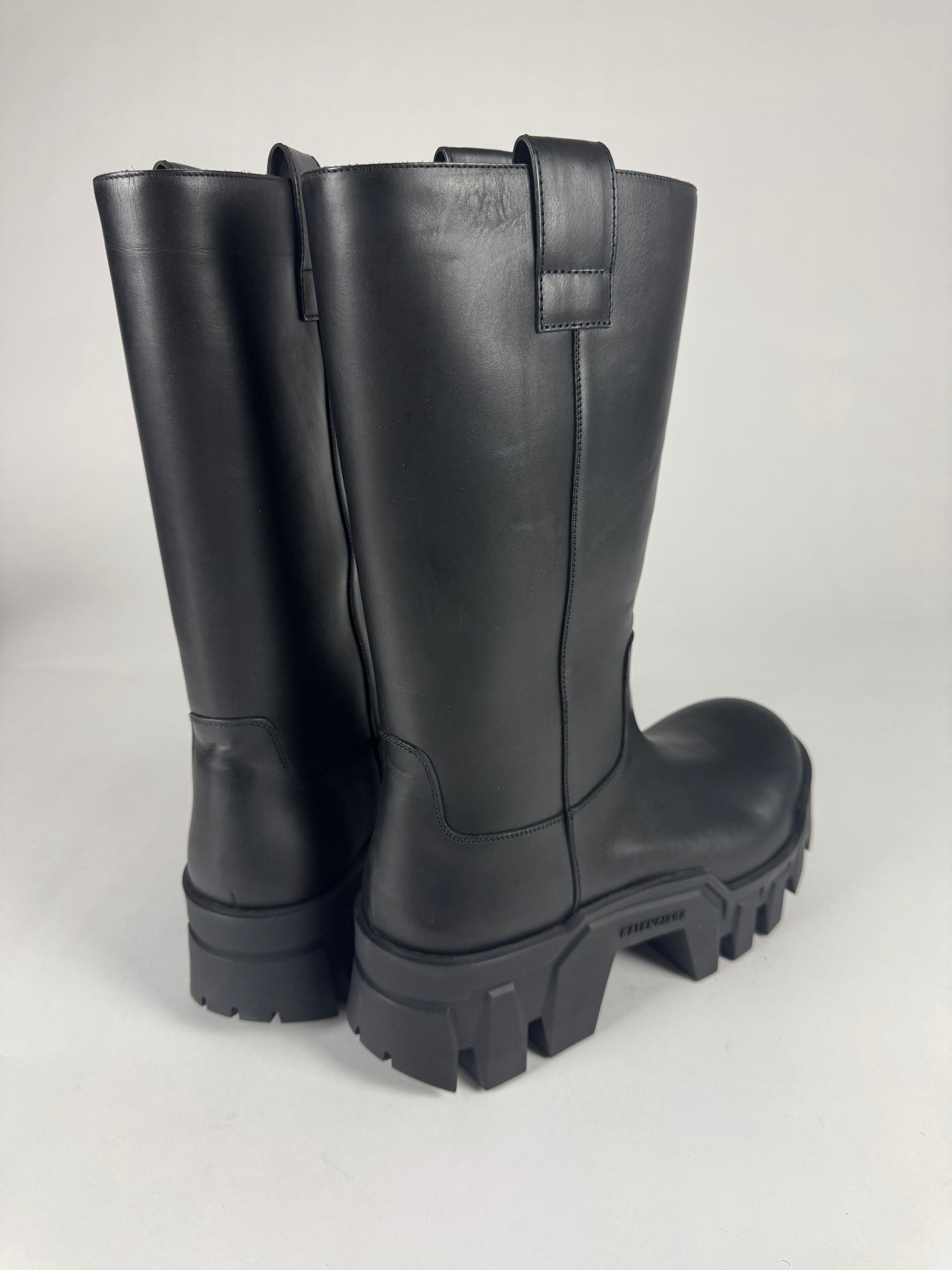 Balenciaga Black Bulldozer Vegetable Tanned Calfskin High Leather Boots SS 2022 - 43 EU