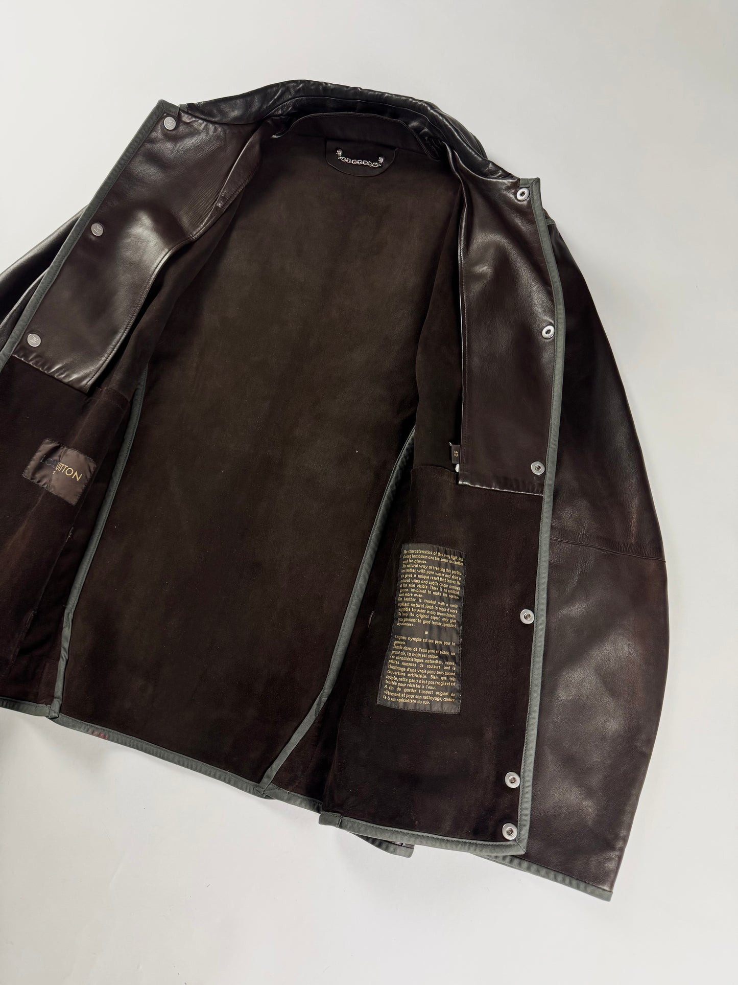 Louis Vuitton Dark Brown Light Leather Trucker Buttoned Jacket 2000s - L