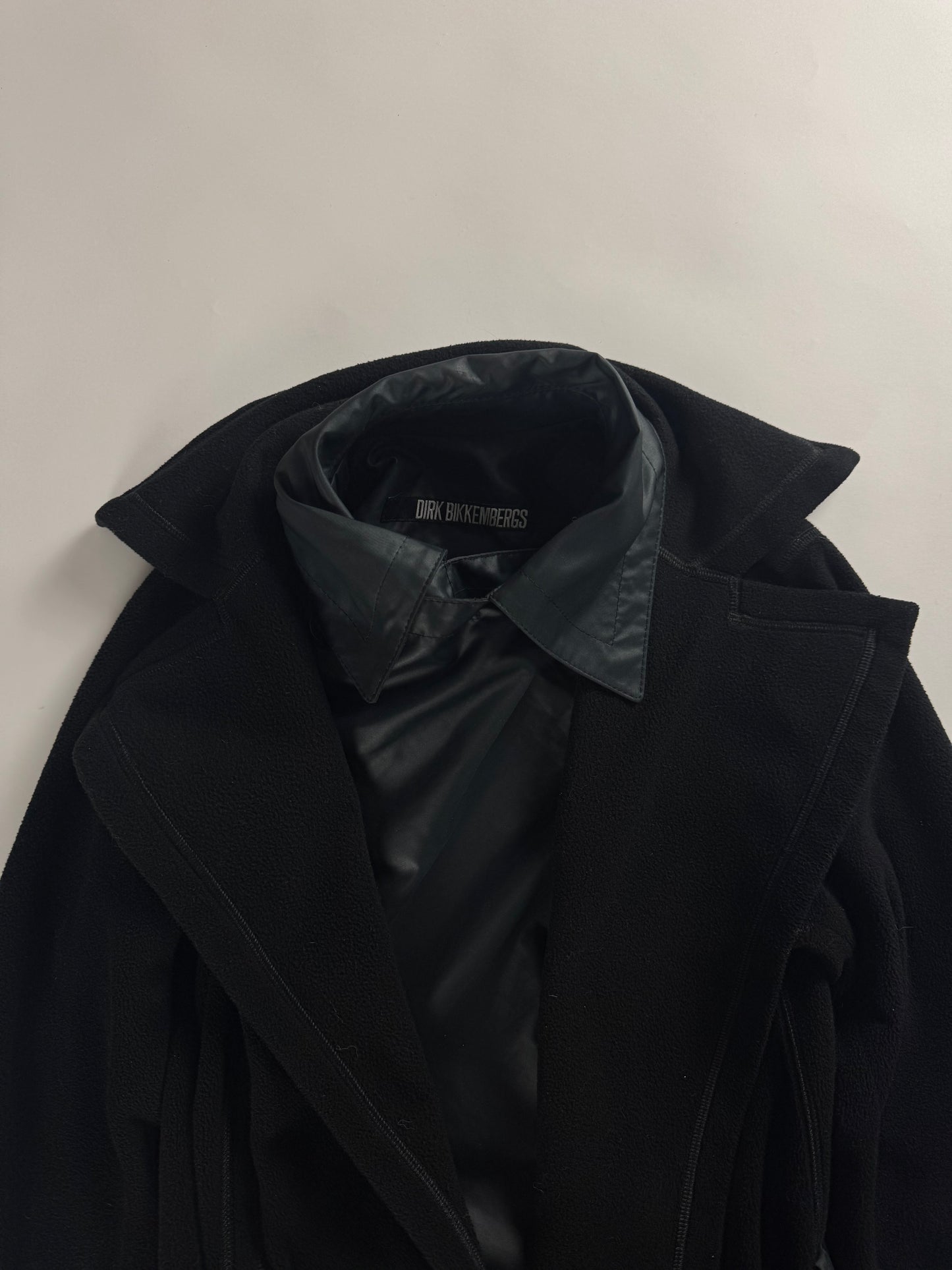Dirk Bikkembergs Fleece Nylon Belted Coat 2000s - S