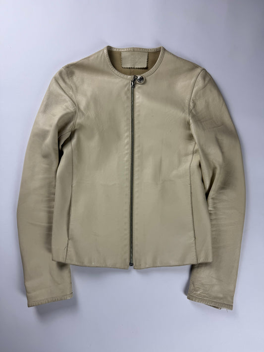 Prada Cream Cuffed Button Leather Jacket FW 1999 - XS