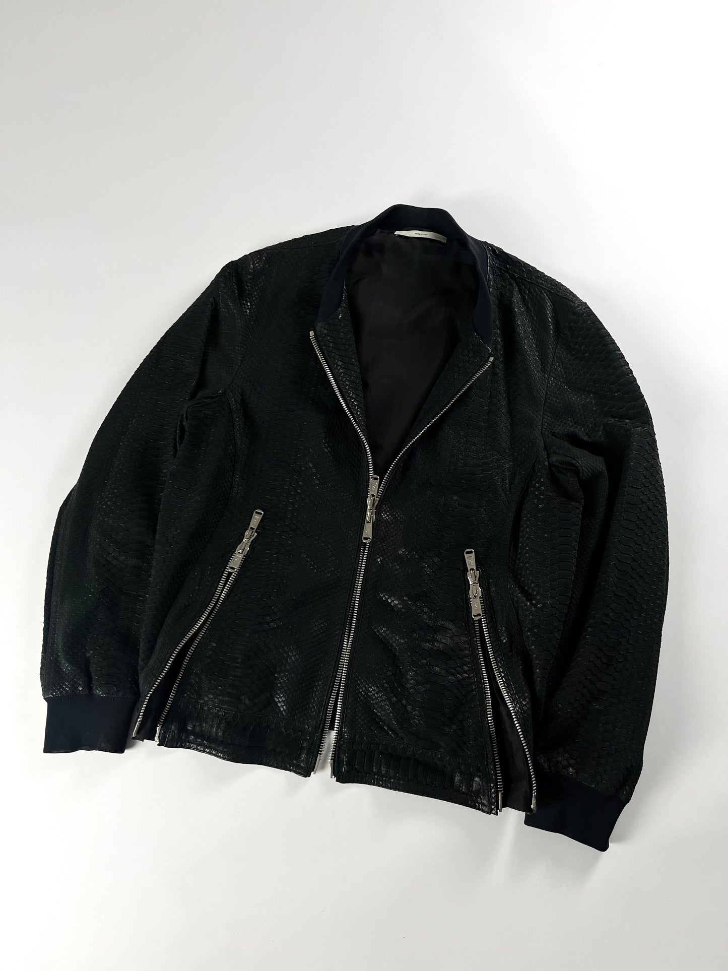 Yves Saint Laurent Dark Genuine Snakeskin Leather Bomber Jacket 2000s - L