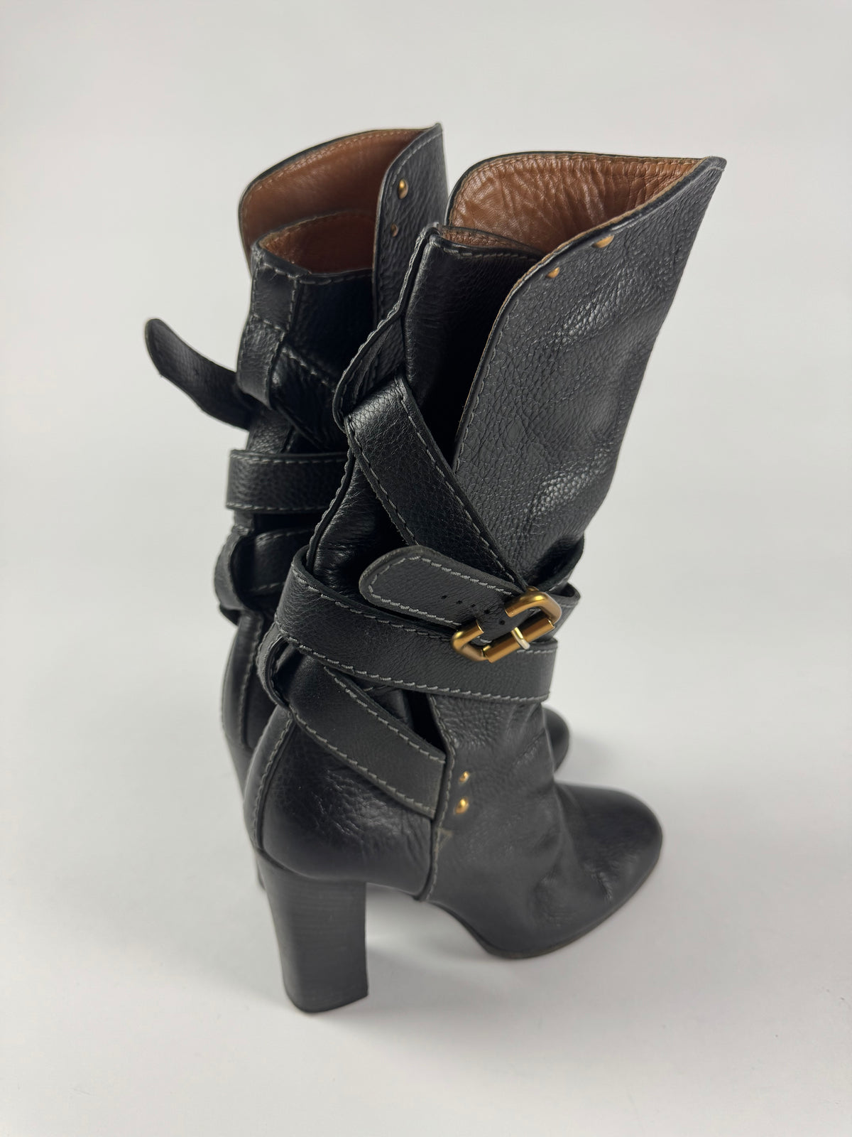 Chloé Belted Wrapped Calf Leather Boots FW 2005 - 37 EU