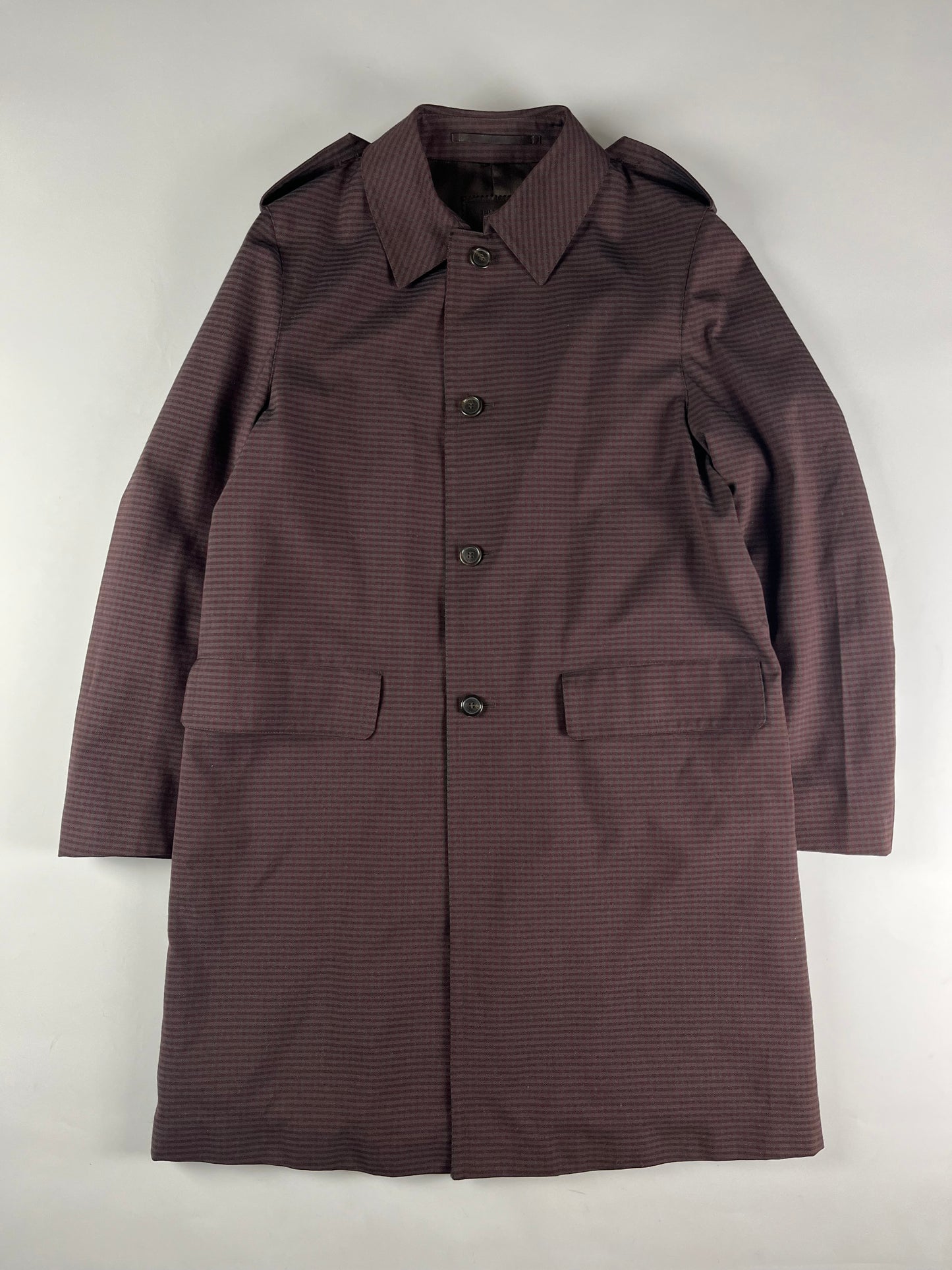 Prada Wine Striped Minimalist Coat FW 2000 - L