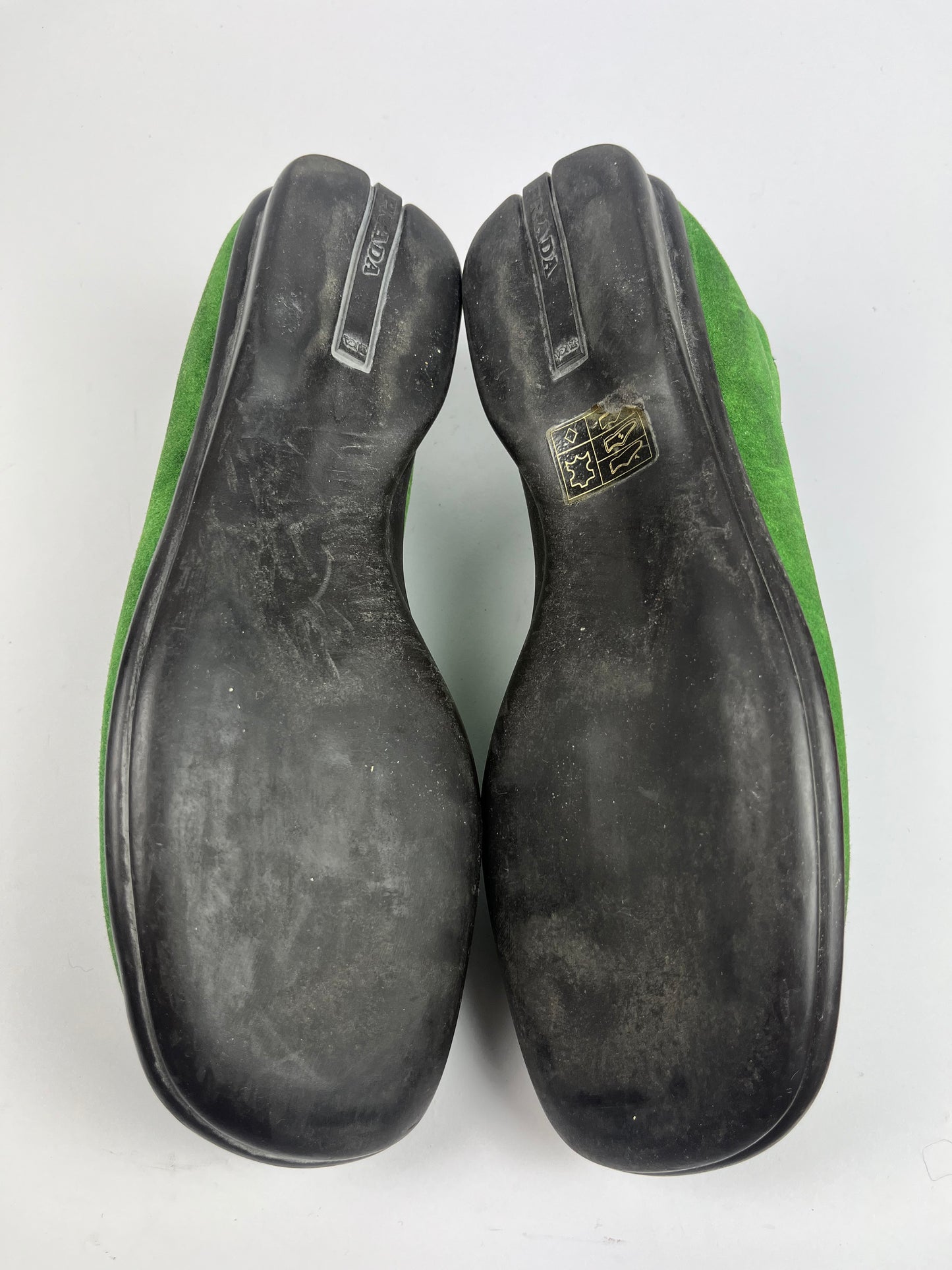 Prada Green Suede Loafers Shoes FW 1999 - 44 EU