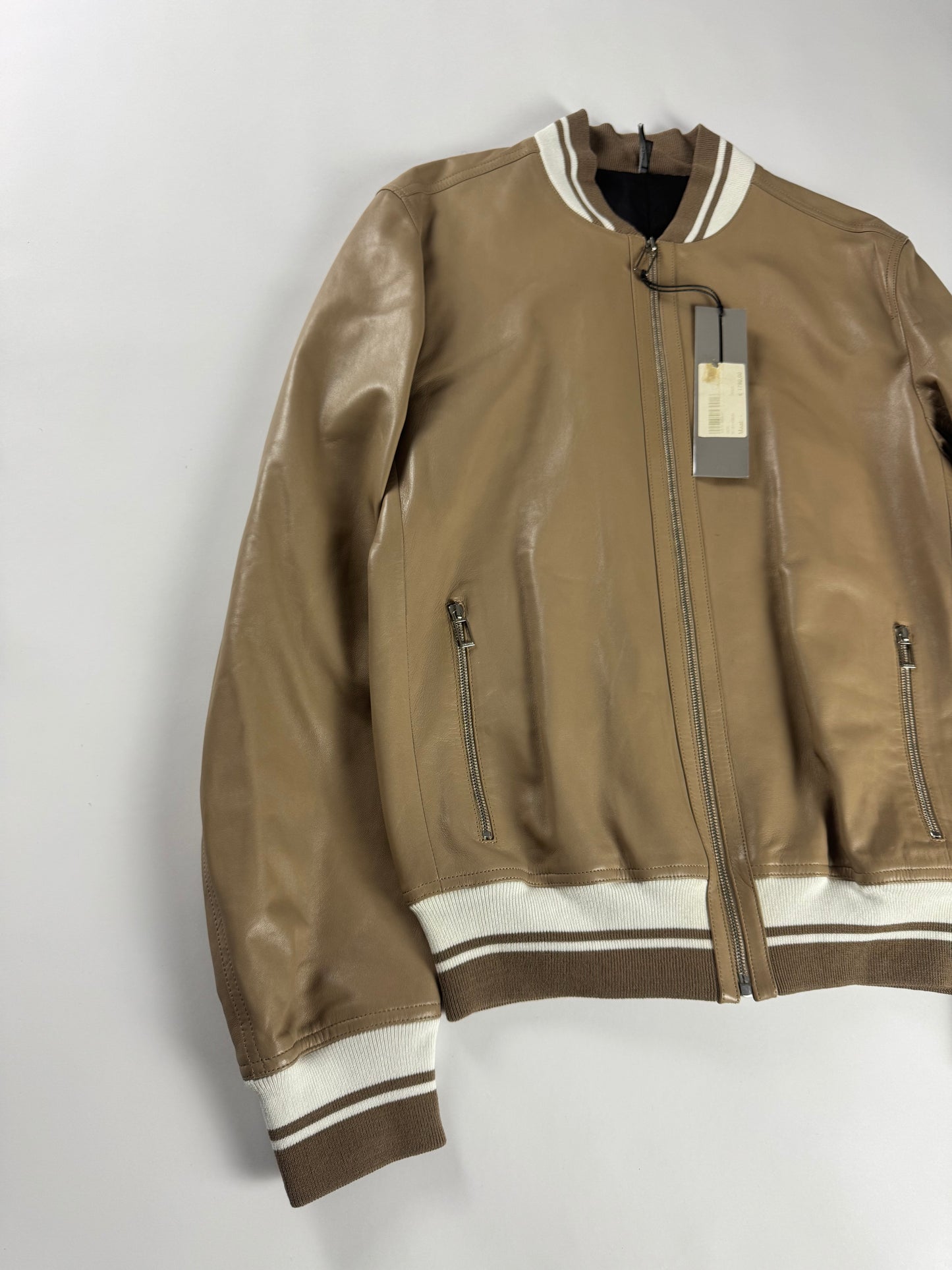 Dior Homme Camel Leather Bomber Varsity Jacket SS 2010 - L