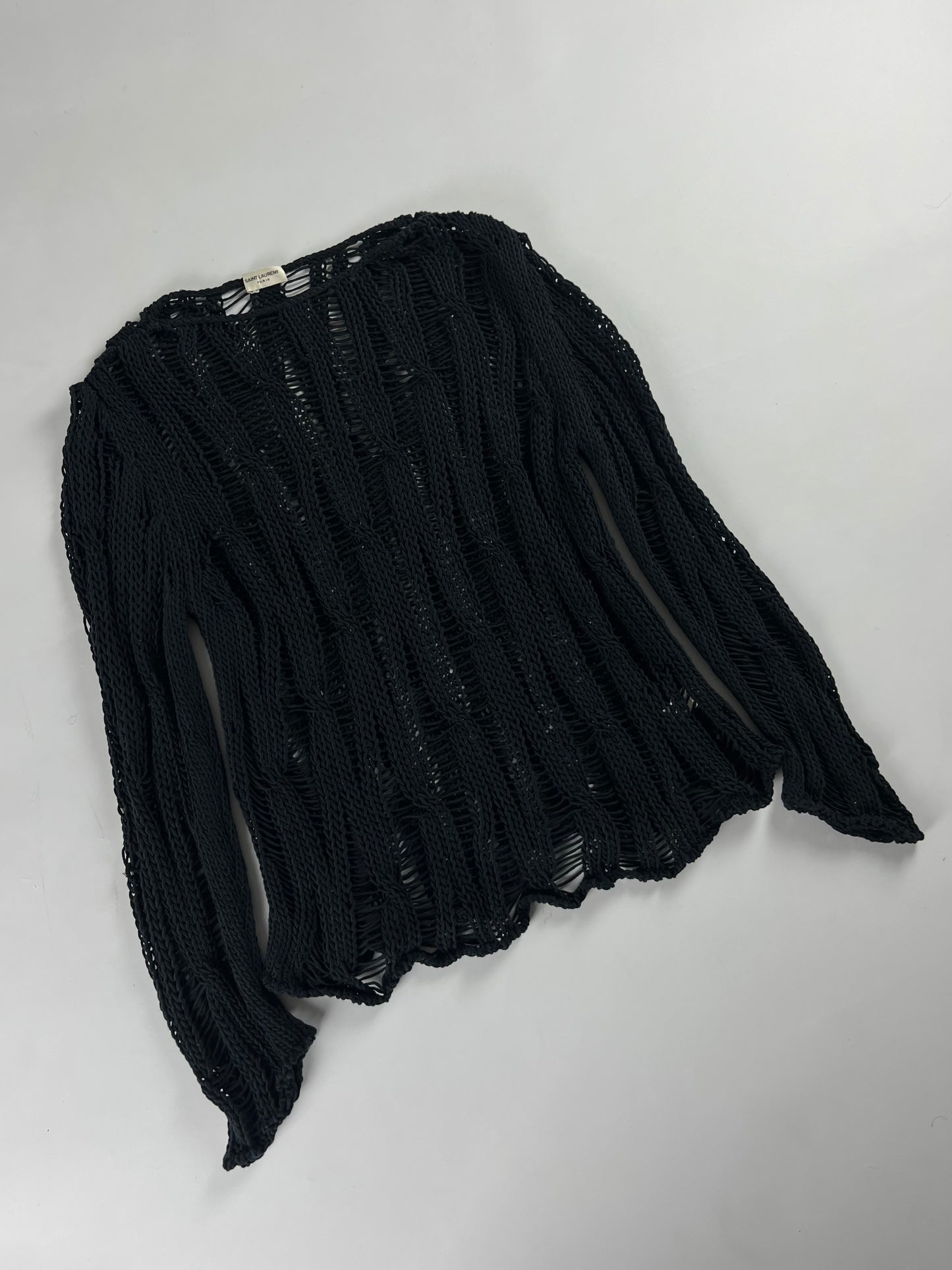 Saint Laurent Sample Black Distressed Sweater FW 2015 - S