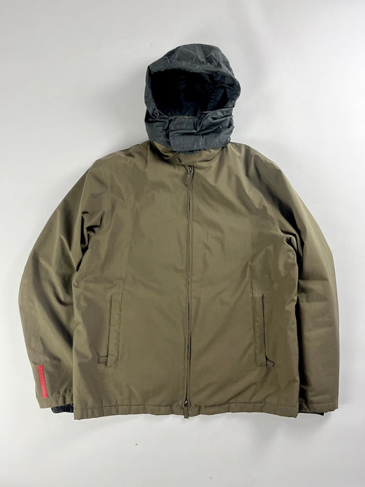 Prada Linea Rossa Khaki Convertible Technical Hooded Jacket SS 2000 - L