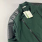 Pierre Balmain Leather Padded Shoulder Double Side Zip Green Biker Jacket - M