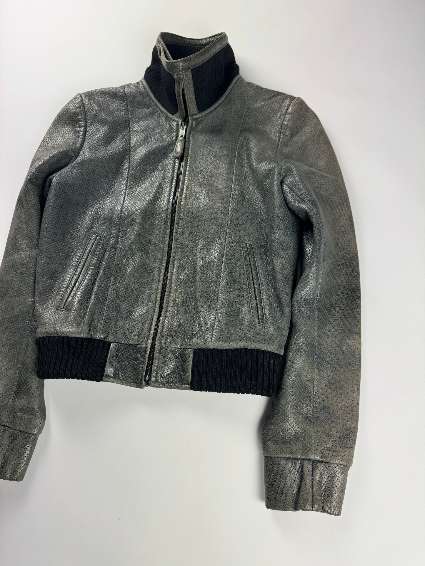Balenciaga Nicolas Ghesquière Perforated Leather Bomber Jacket Pre Fall 2010 - XS