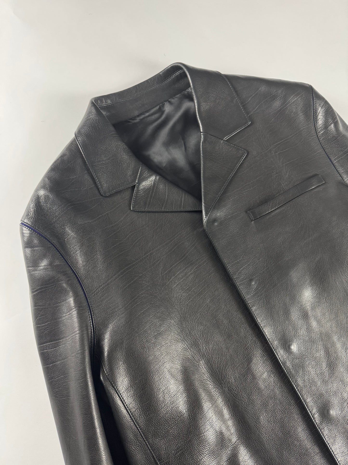 Louis Vuitton Unreleased Blue Neon Minimalist Perfect Tailored Lambskin Leather Jacket SS 2025 - L