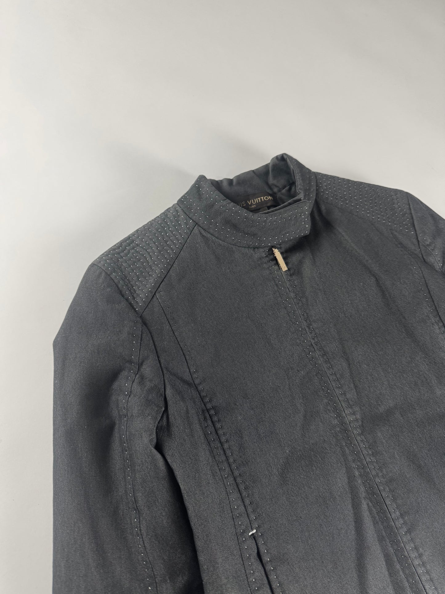 Louis Vuitton Dark Grey Cotton Stitch Details Rider Jacket 2000s - XS