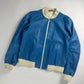 Prada Electric Blue Leather Varsity Bomber Jacket Challenge 2003 - M