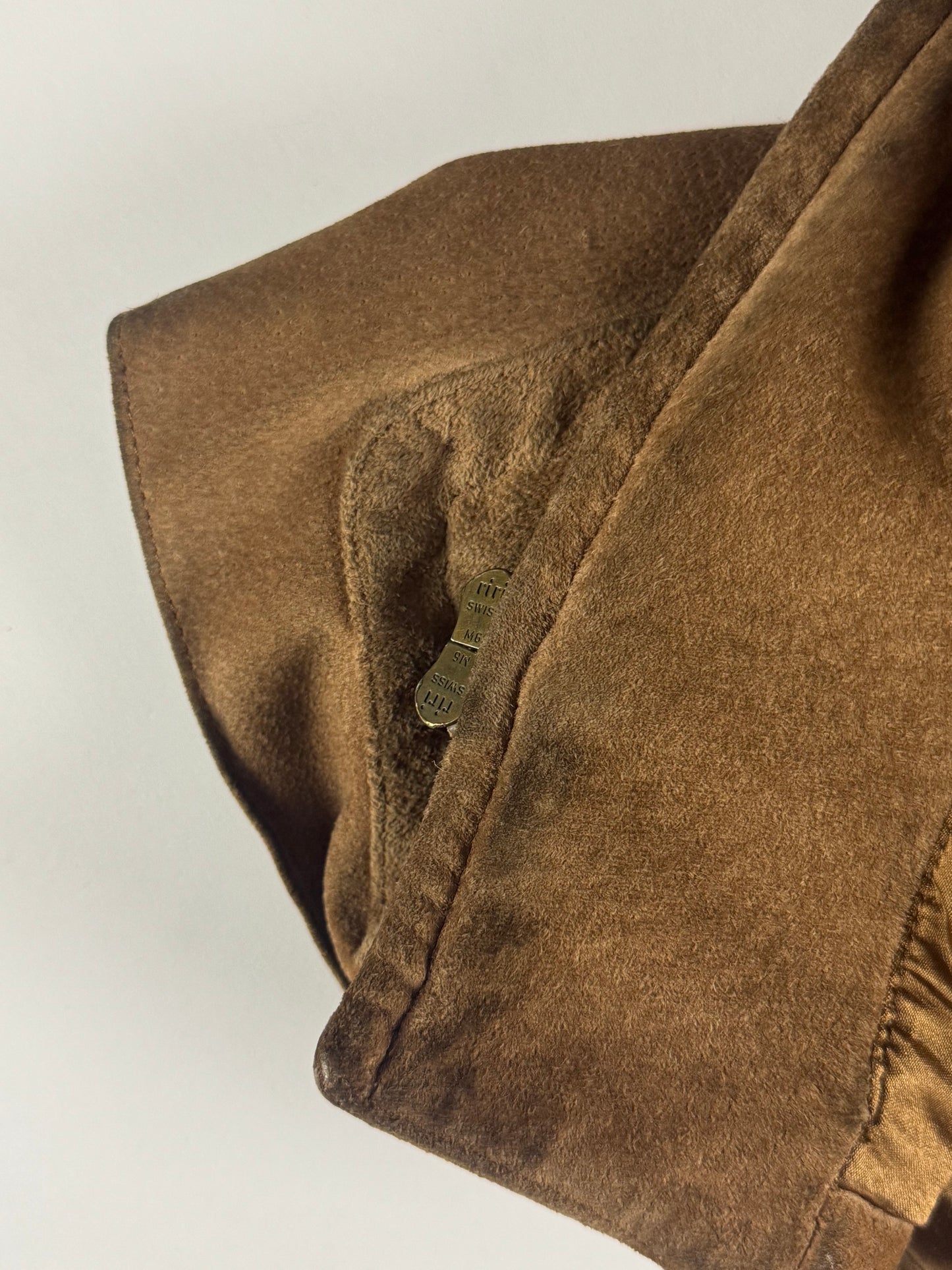 Prada Brown Suede Drawstring Waist Fur Trimmed Parka Jacket FW 1989 - M