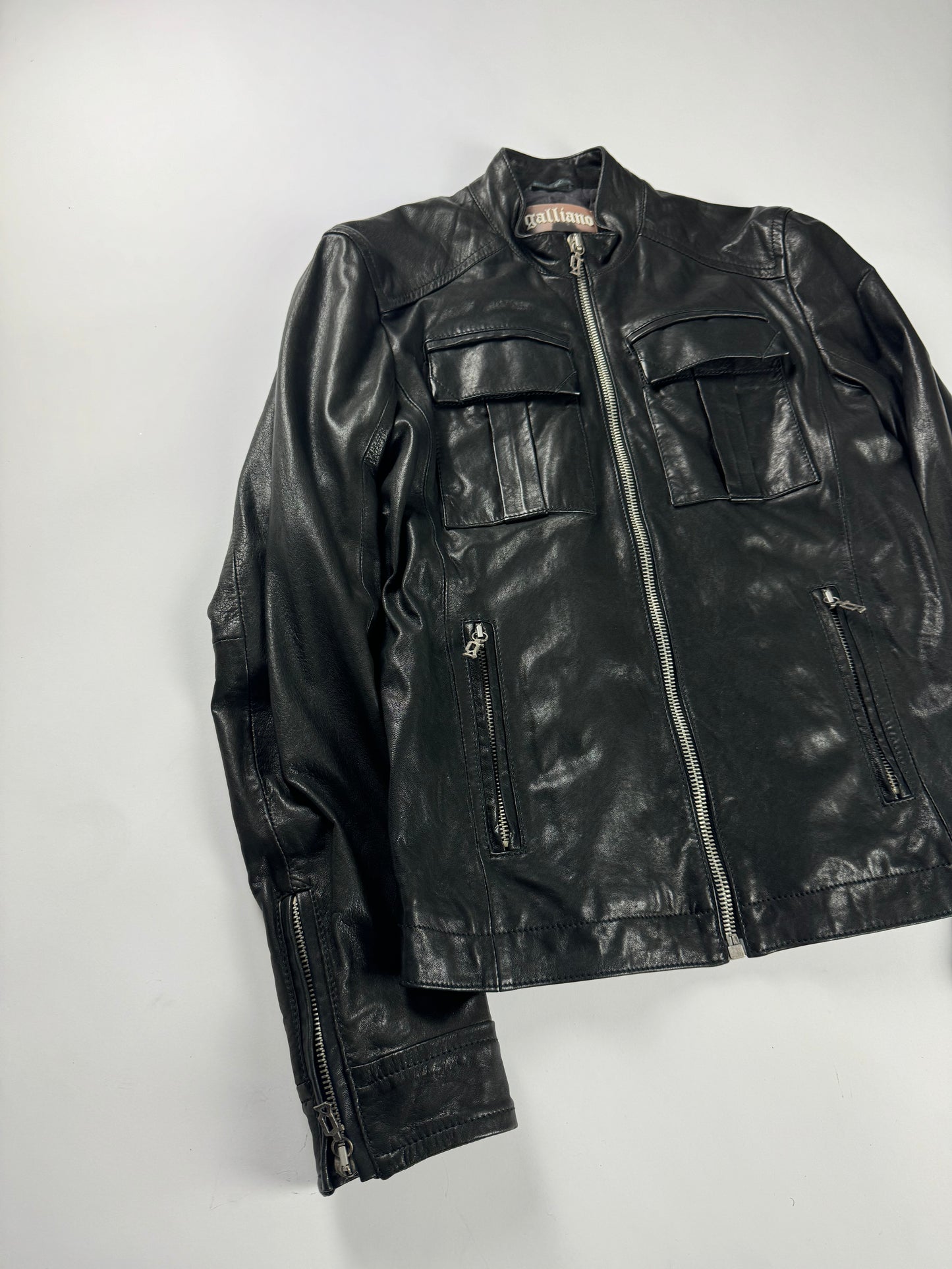 John Galiano Dark Shadow Leather Jacket 2010s - M