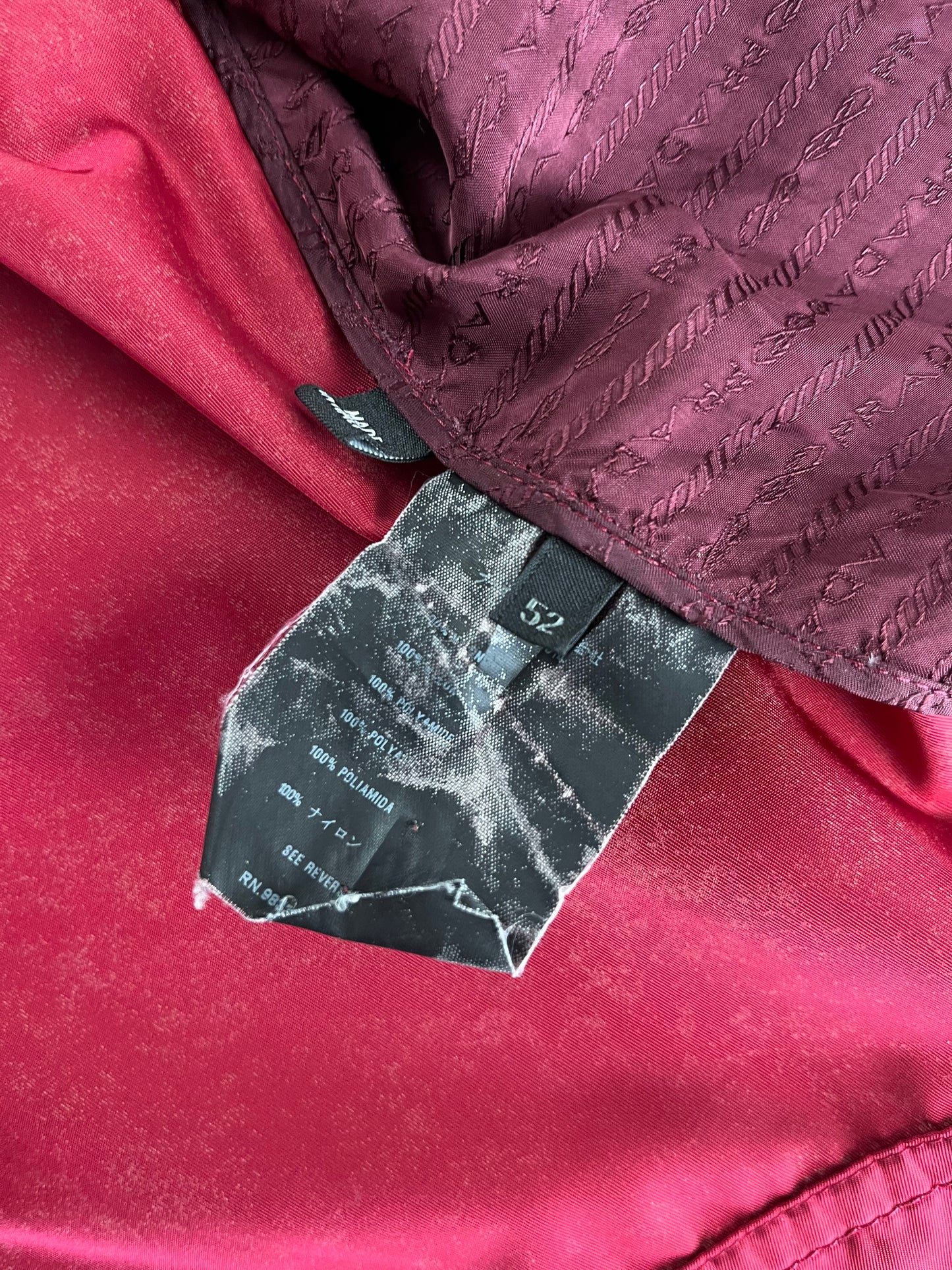 Prada Red Nylon Inside Monogram Work Trucker Jacket - L