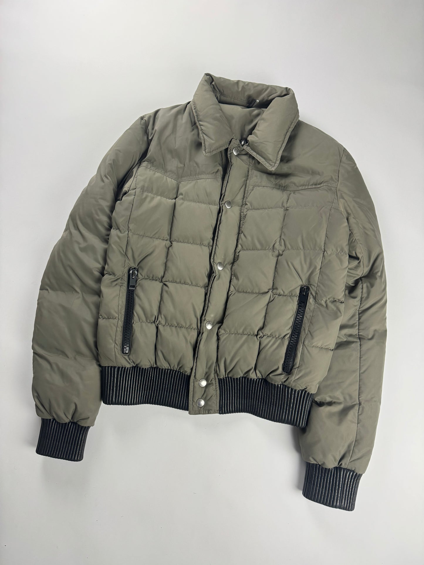 Dior Homme Sample "In The Morning" Hedi Slimane Leather Rib Puffer Jacket FW 2005 - M