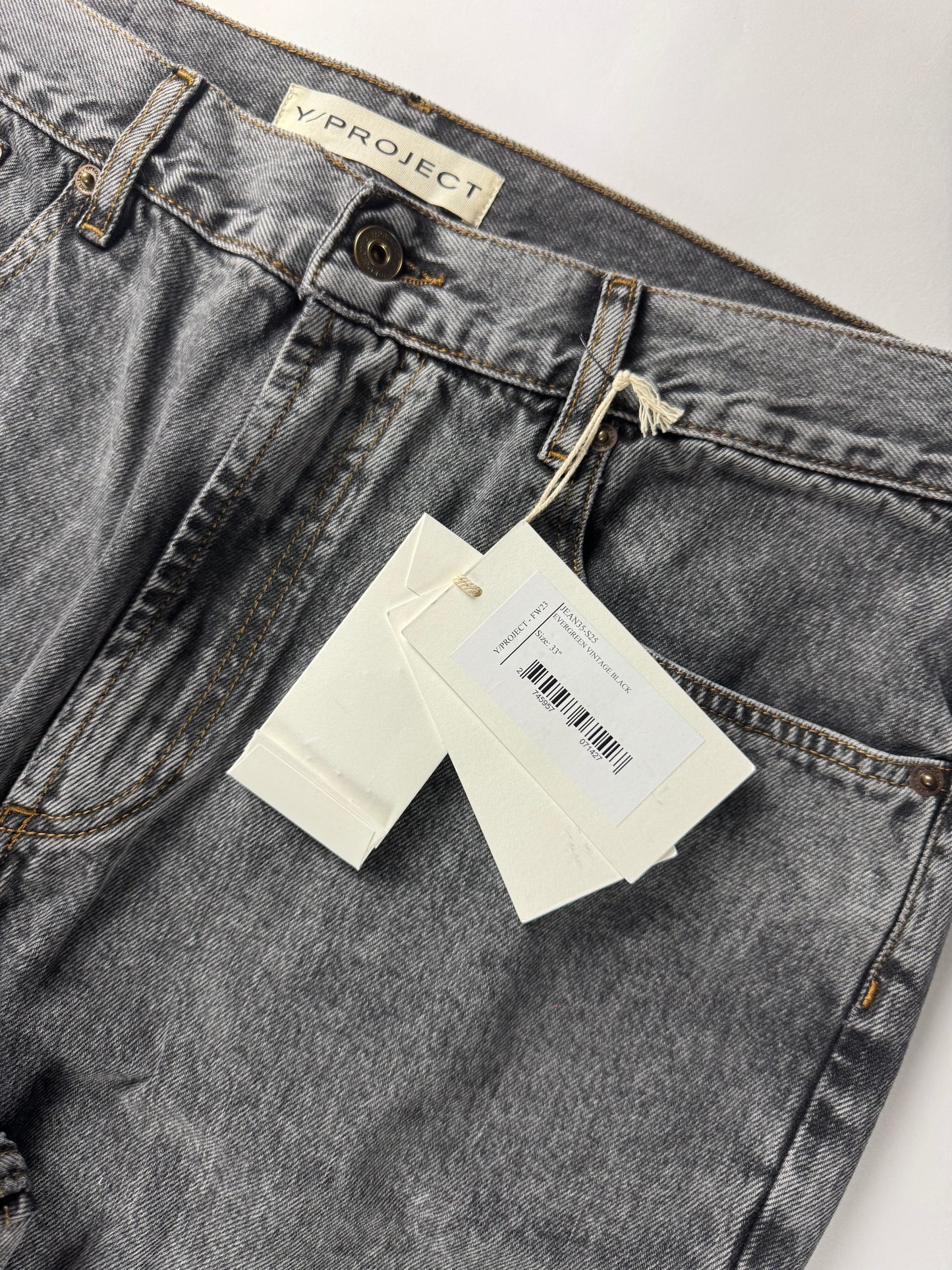 Y/Project Mini Cowboy Cuff Grey Denim Pants SS 2023 - 33 US