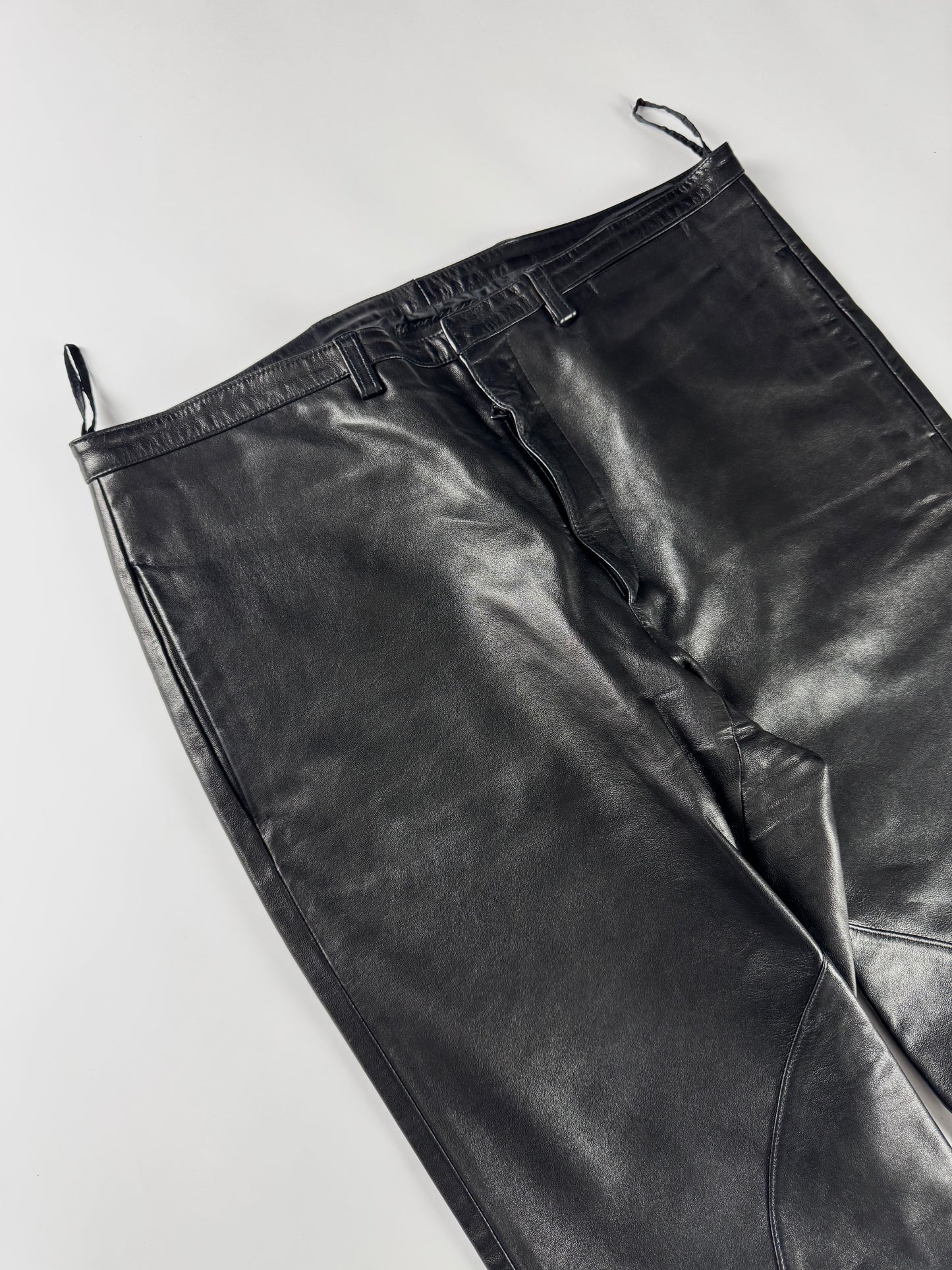 Prada Milano Dark Leather Flare Pants FW 2001 - M