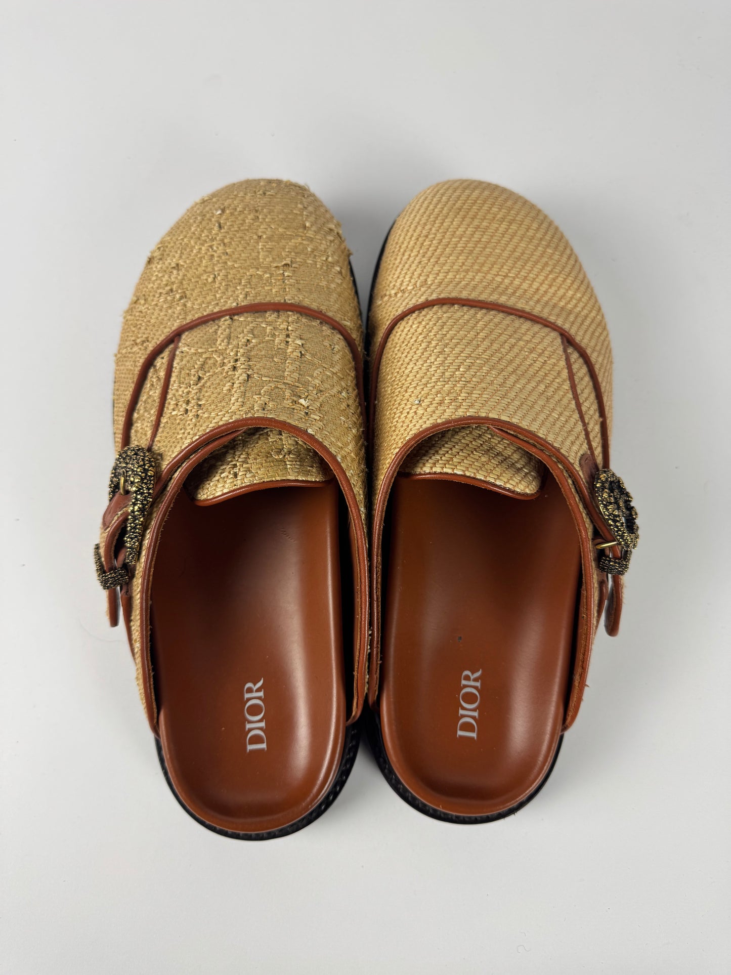 Dior x Denim Tears Sample Peace Sign Buckle Oblique Brown Mules FW 2023 - 44 EU