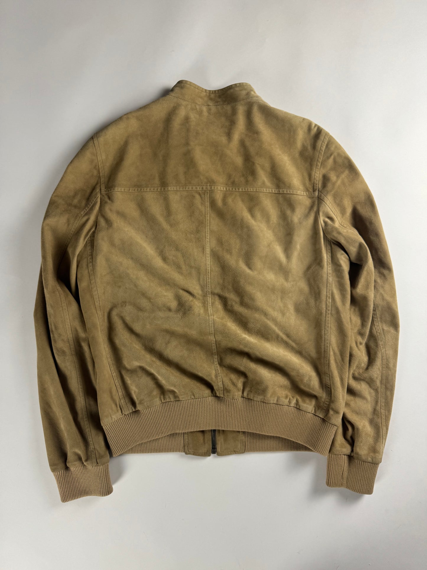 Prada Sand Suede Leather Aviator Bomber Jacket 2010s - M