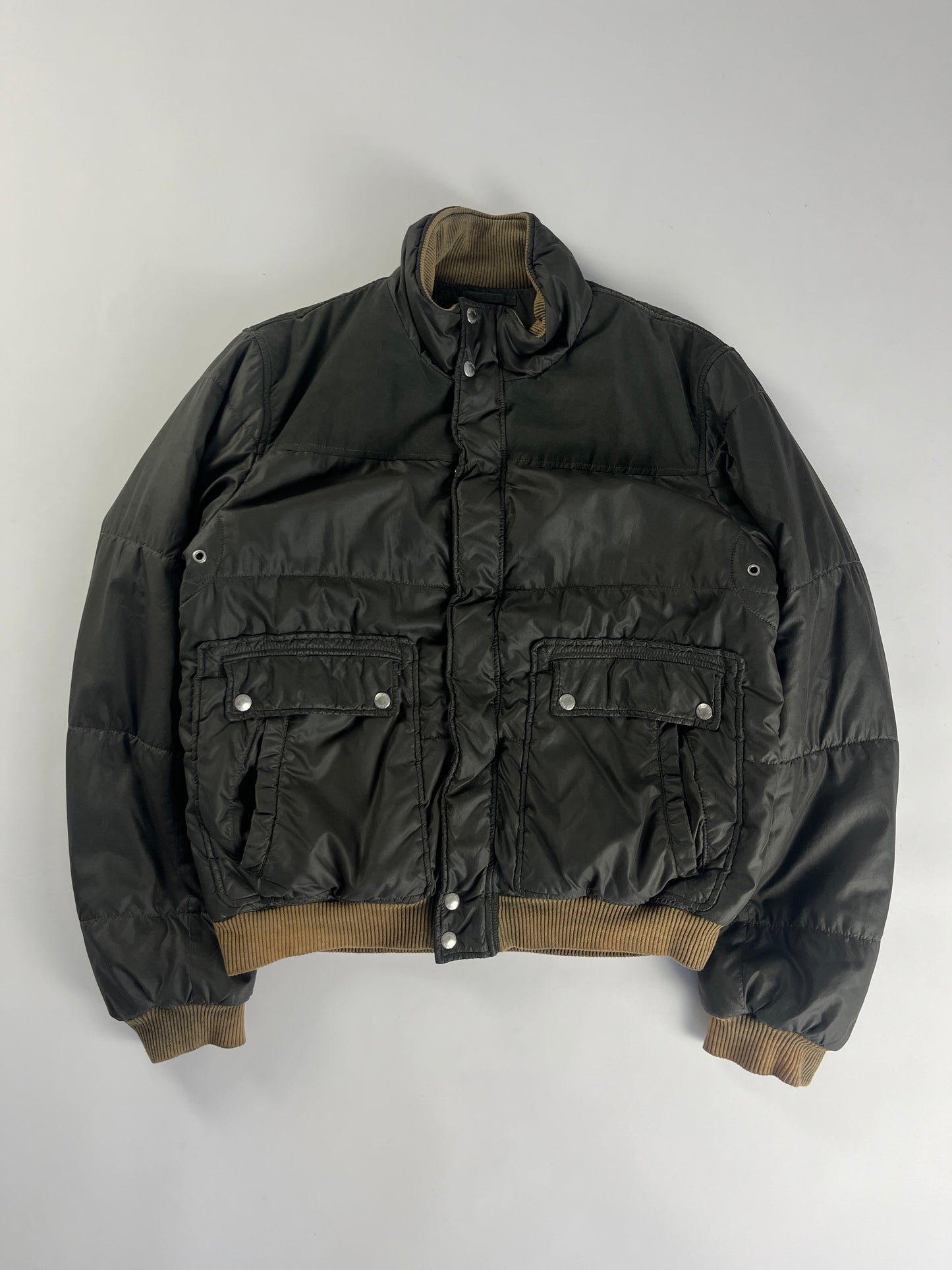 Prada Ribbed Trim Touch Puffer Down Jacket FW 2006 - L