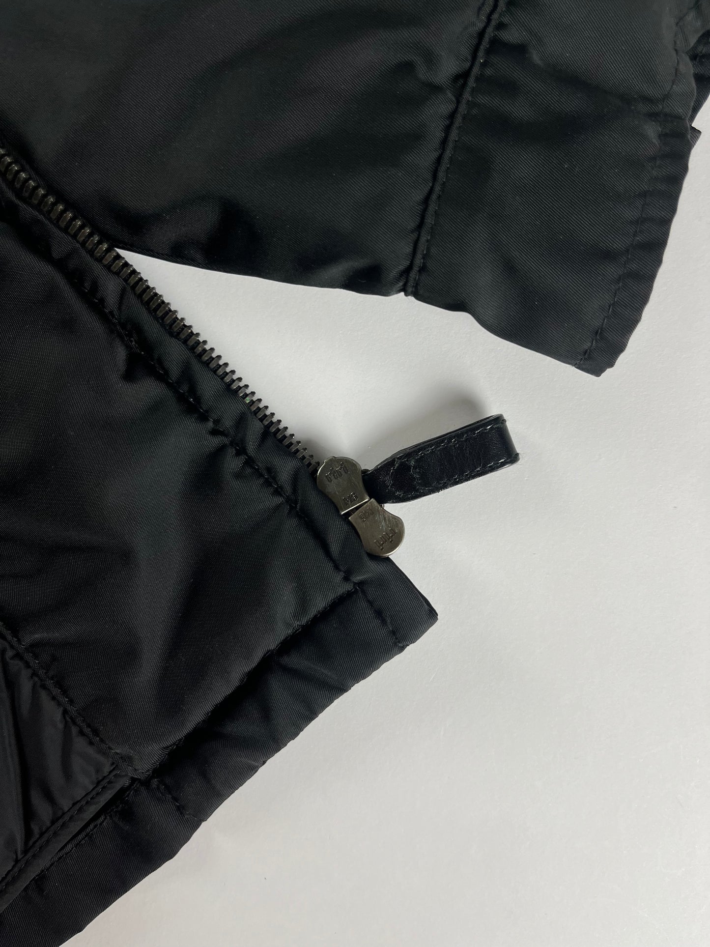Prada Minimalist Black Nylon Double Zip Hooded Jacket 2000s - S