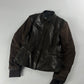 Prada Brown Leather Motor Jacket 2000s - XS