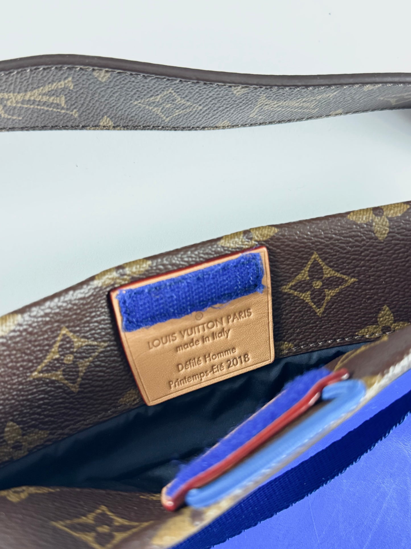 Louis Vuitton Paname Monogram Canvas Blue Lambskin Reversible Crossbody Bag - OS