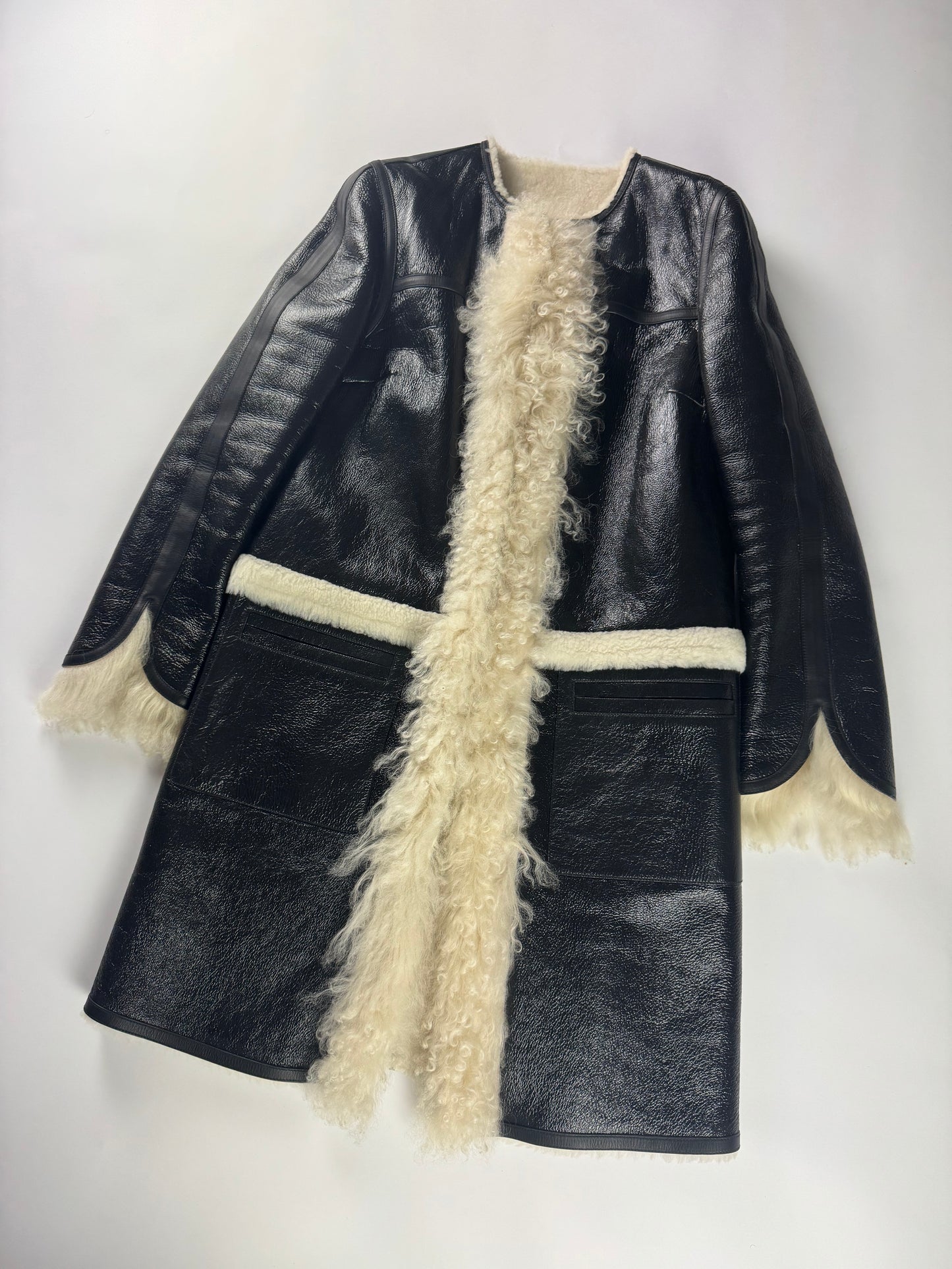 Louis Vuitton Nicolas Ghesquière Shearling Fur Trimmed Coat FW 2015 - S