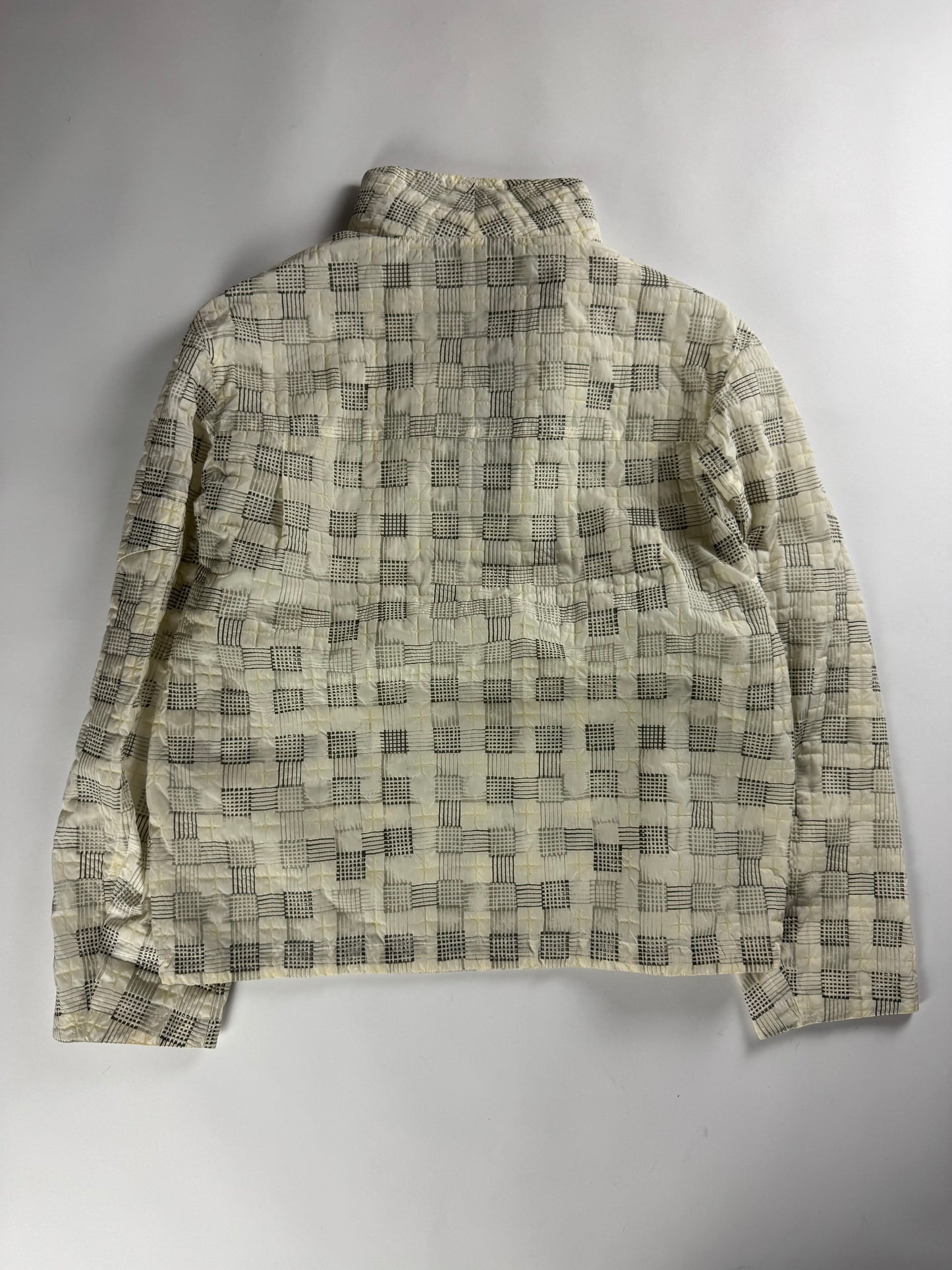 Hermès Sample Soft Ivory Plaid Turtleneck Half Zip Jacket SS 2020 - M