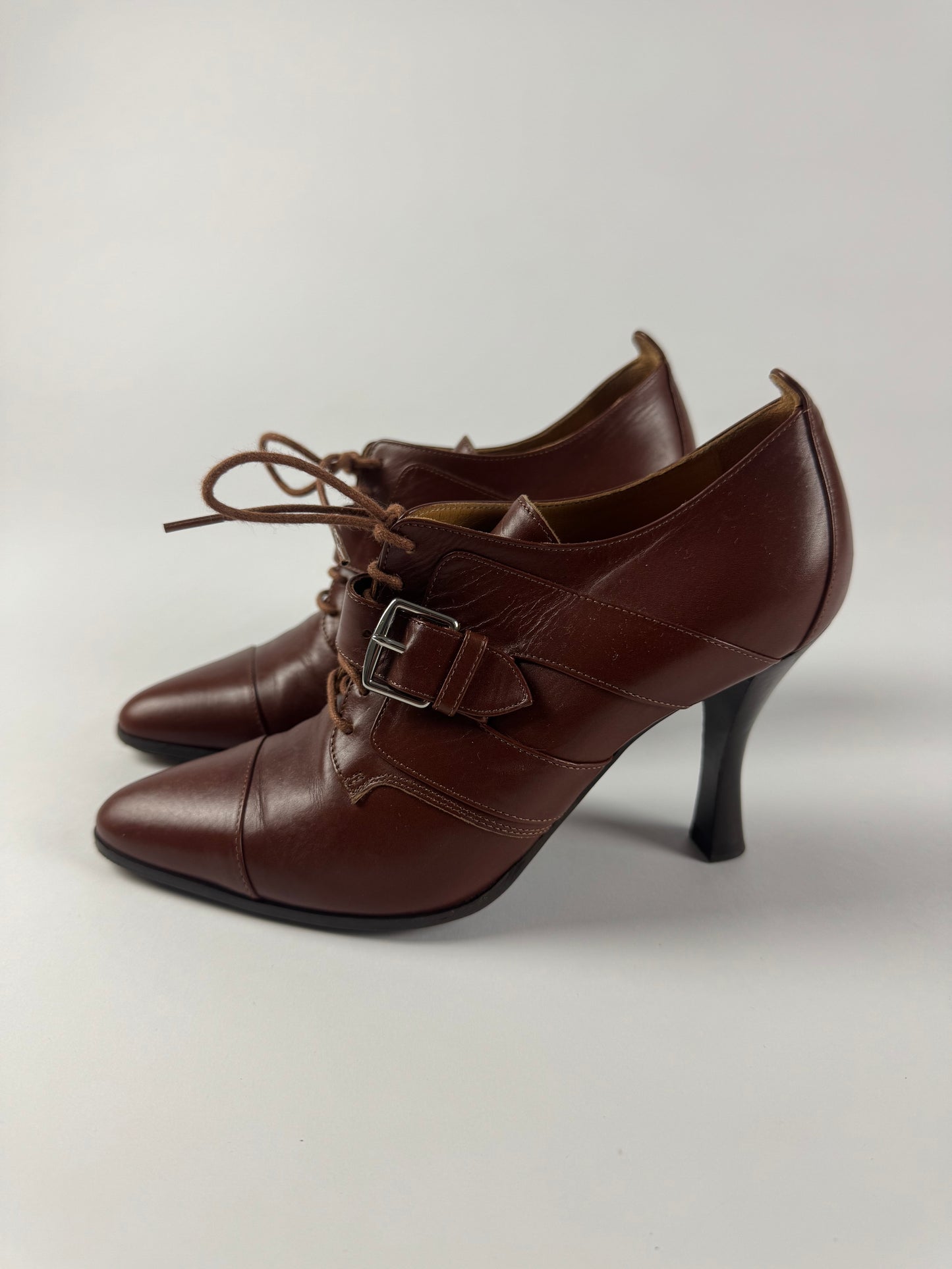 Hermès Oxford Lace Up Heels Leather Pumps 2010s - 35,5 EU