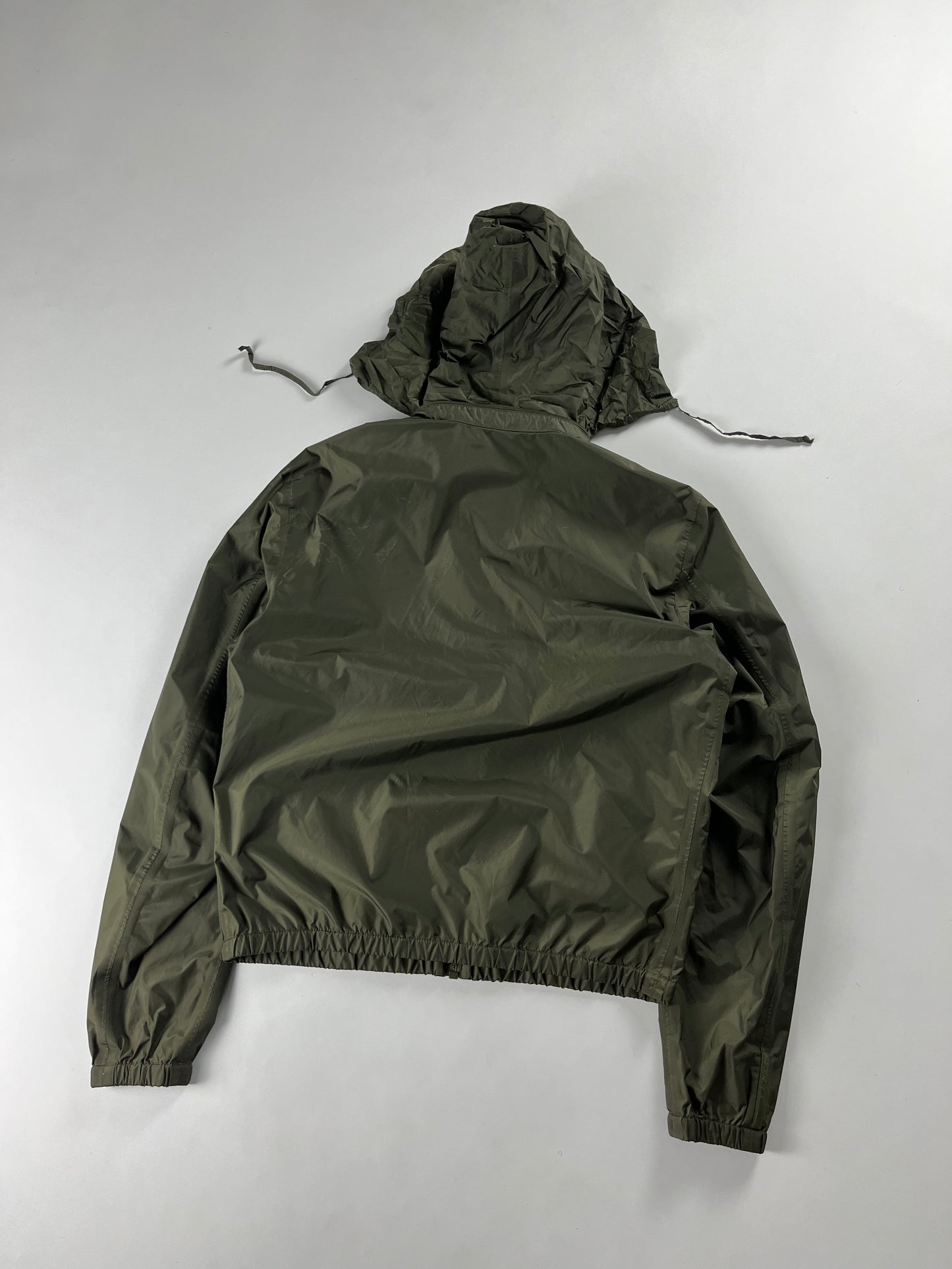 Prada Khaki Nylon Convertible Hood Utility Jacket SS 2010 - M