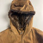 Prada Brown Suede Drawstring Waist Fur Trimmed Parka Jacket FW 1989 - M