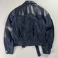 Prada Leather Panel Cropped Utility Pocket Navy Nylon Jacket 1990s - S