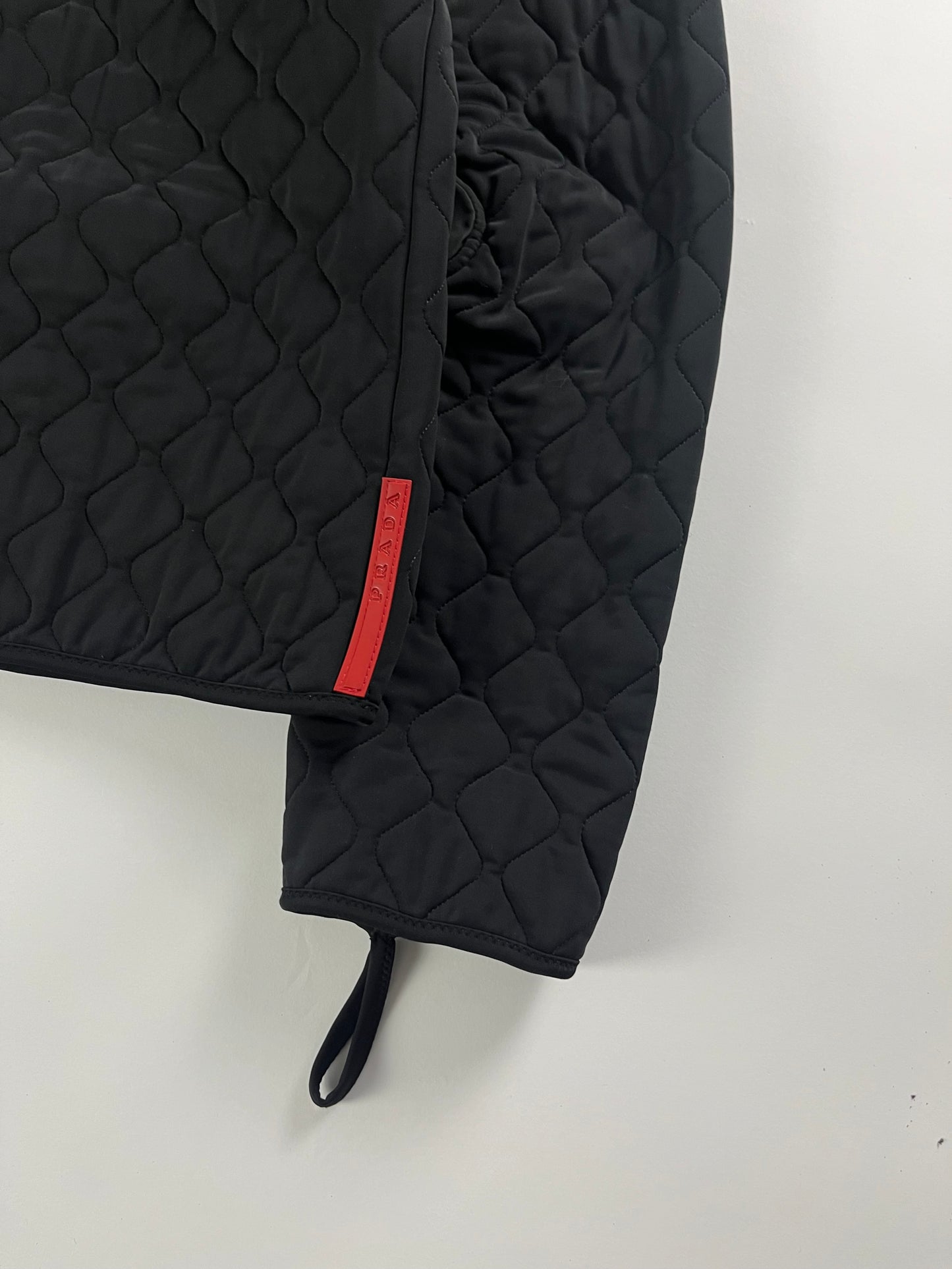 Prada Linea Rossa Black Oblique Quilted Nylon Zipper Jacket FW 2001 - M