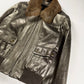 Louis Vuitton Metallic Bronze Leather Fur Collar Gold Hardware Ribbed Trim Bomber Jacket FW 2008 - S