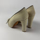 Jean Paul Gaultier Cream Suede Zipper Peep Toe Platform Block Heels - 36 EU