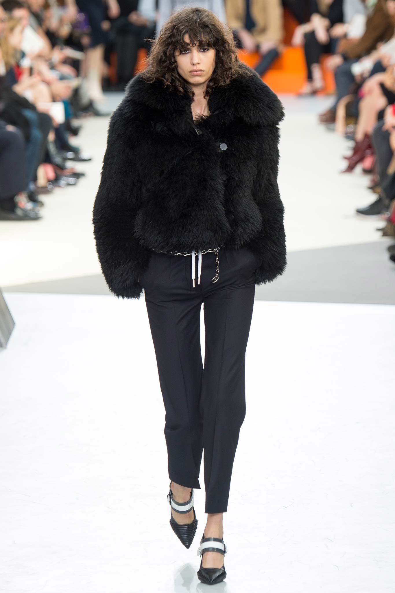 Louis Vuitton Sample Black Lamb Fuzzy Fur Crop Side Button Jacket FW 2015 - XS