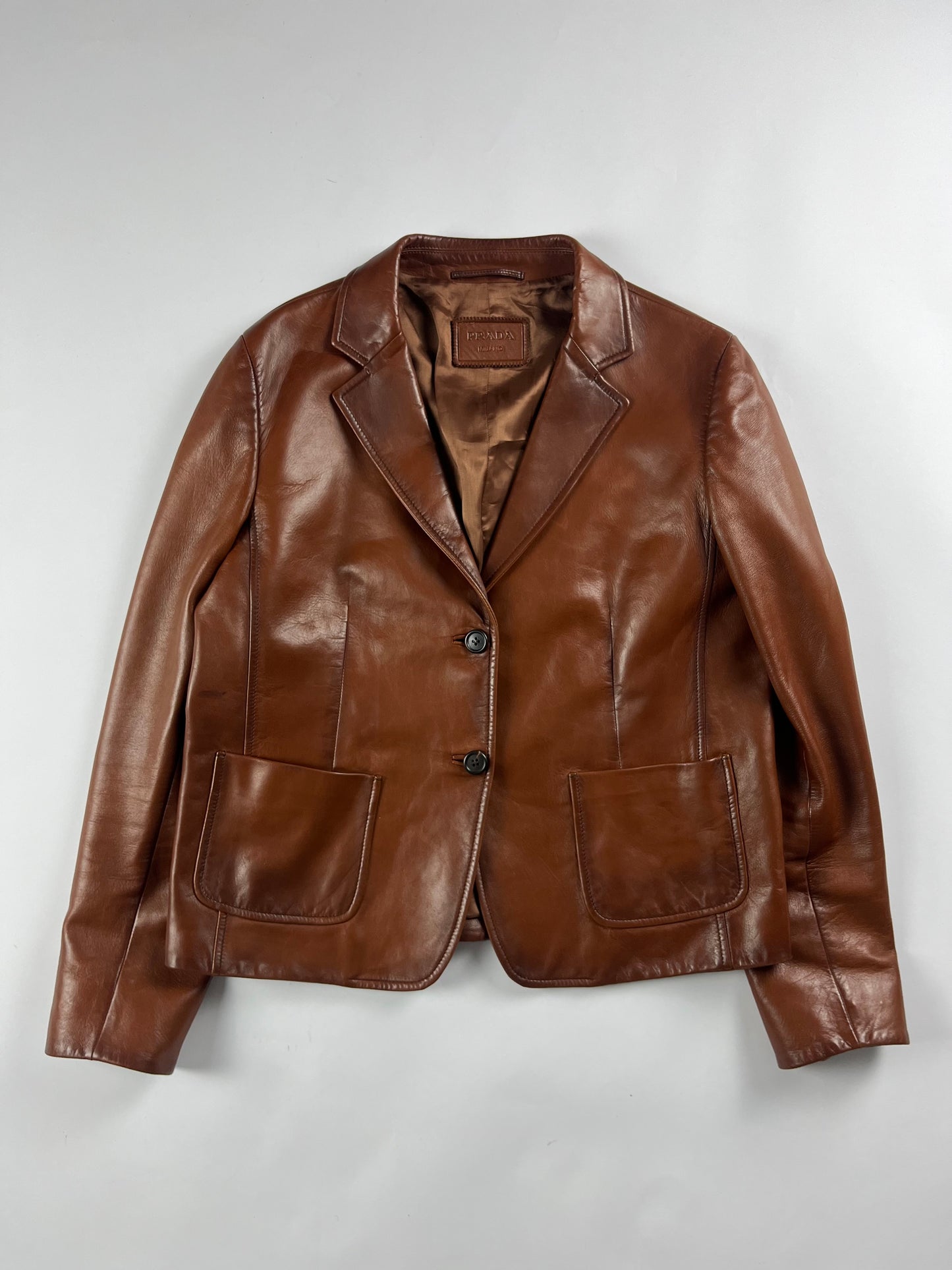 Prada Brown Leather Blazer FW 2013 - M