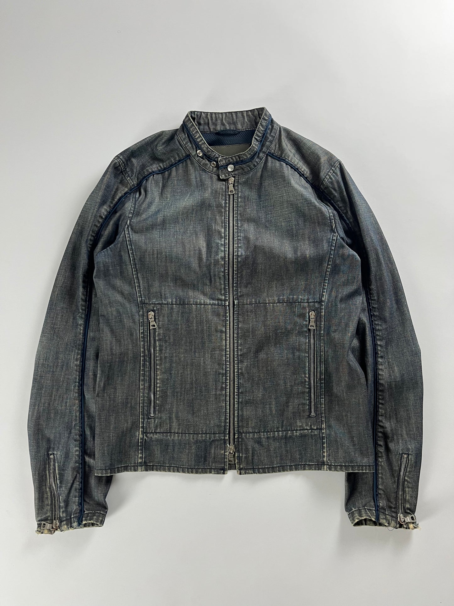 Prada Linea Rossa Denim Motor Jacket 2000s - M