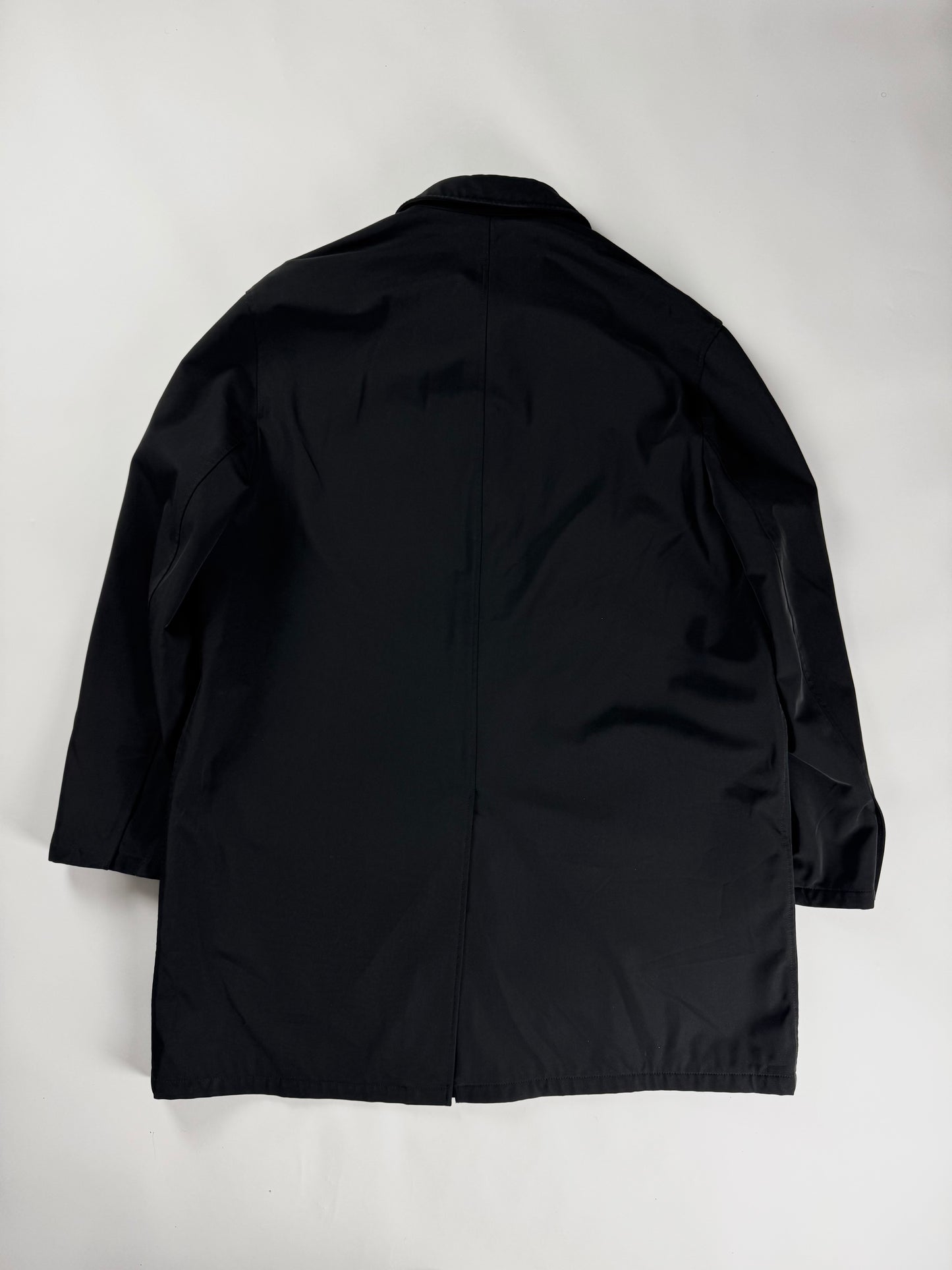 Prada Black Minimalist Strapped Coat FW 1998 - XL