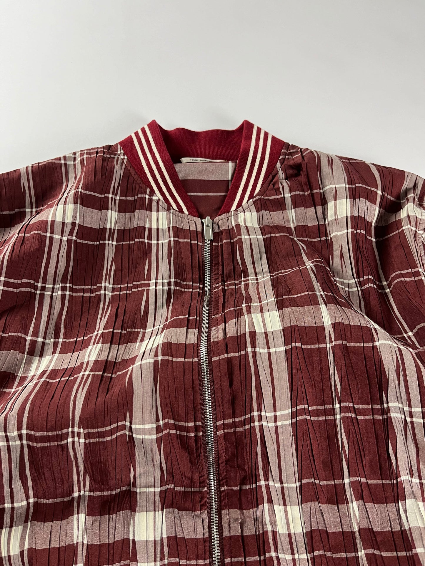 Hermès Bordeaux Plaid Check Bomber Jacket SS 2018 - S