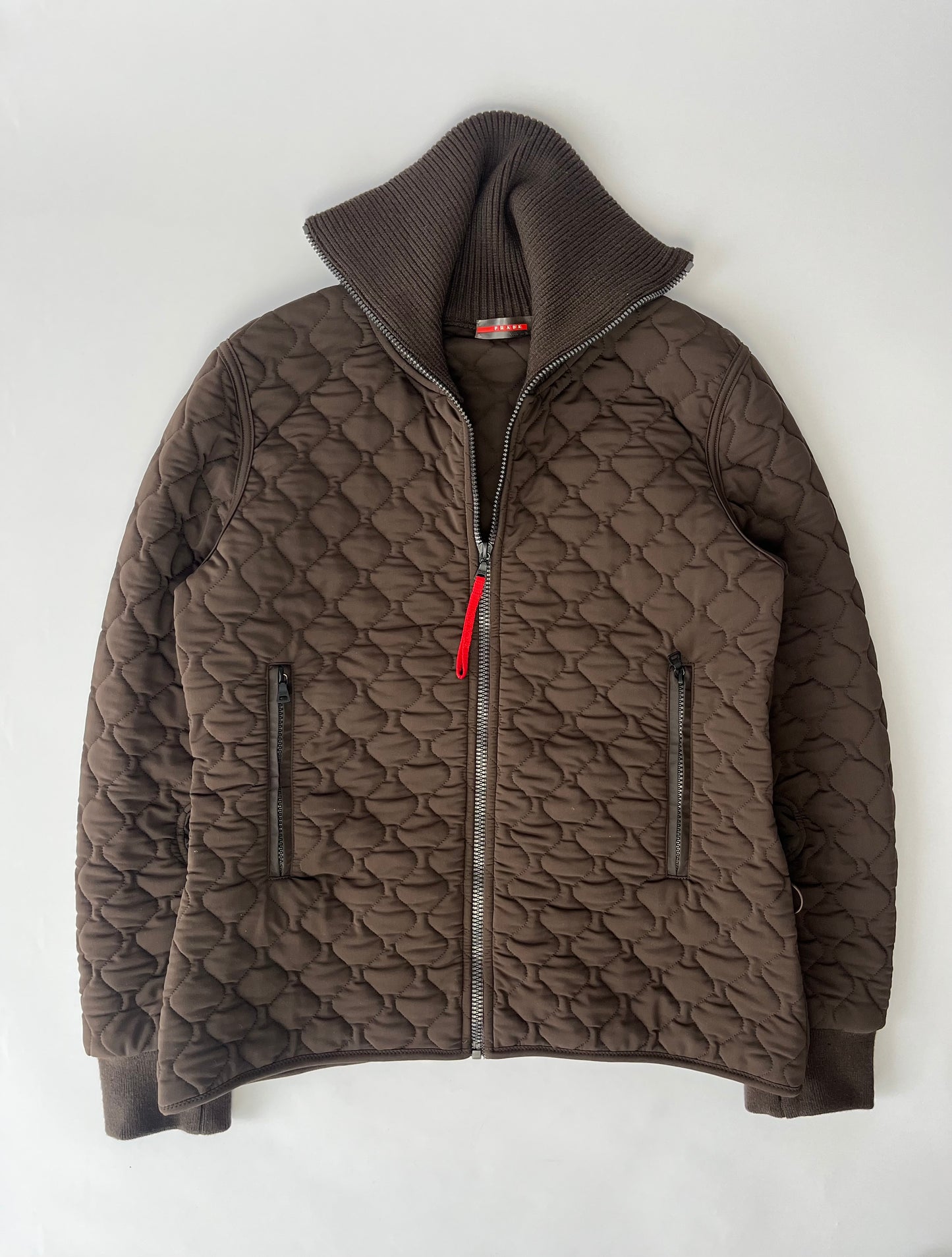 Prada Sport Brown Quilted Zipper Jacket FW 2001 - L