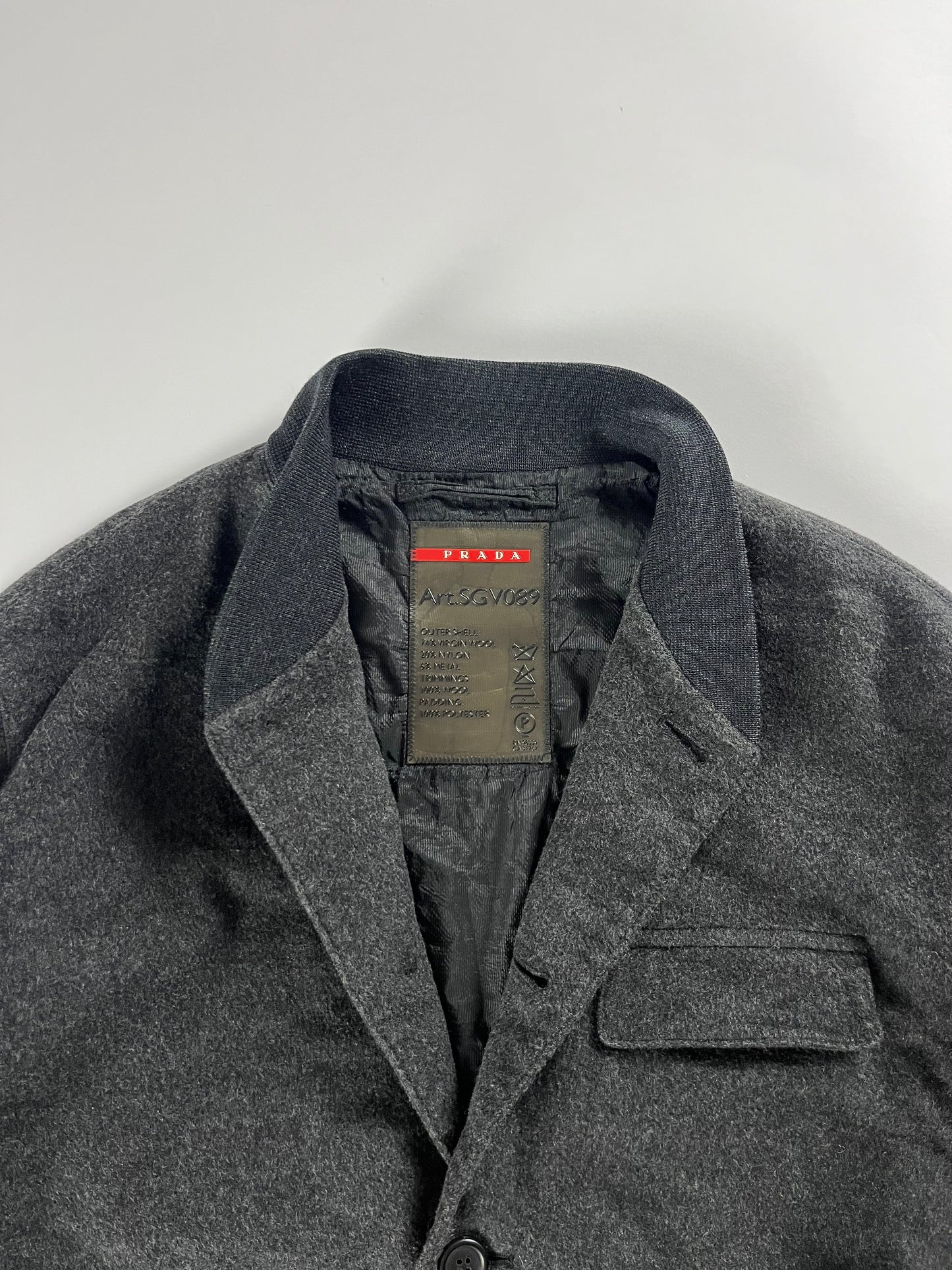 Prada Linea Rossa Grey Wool Bomber Jacket FW 2009 - M