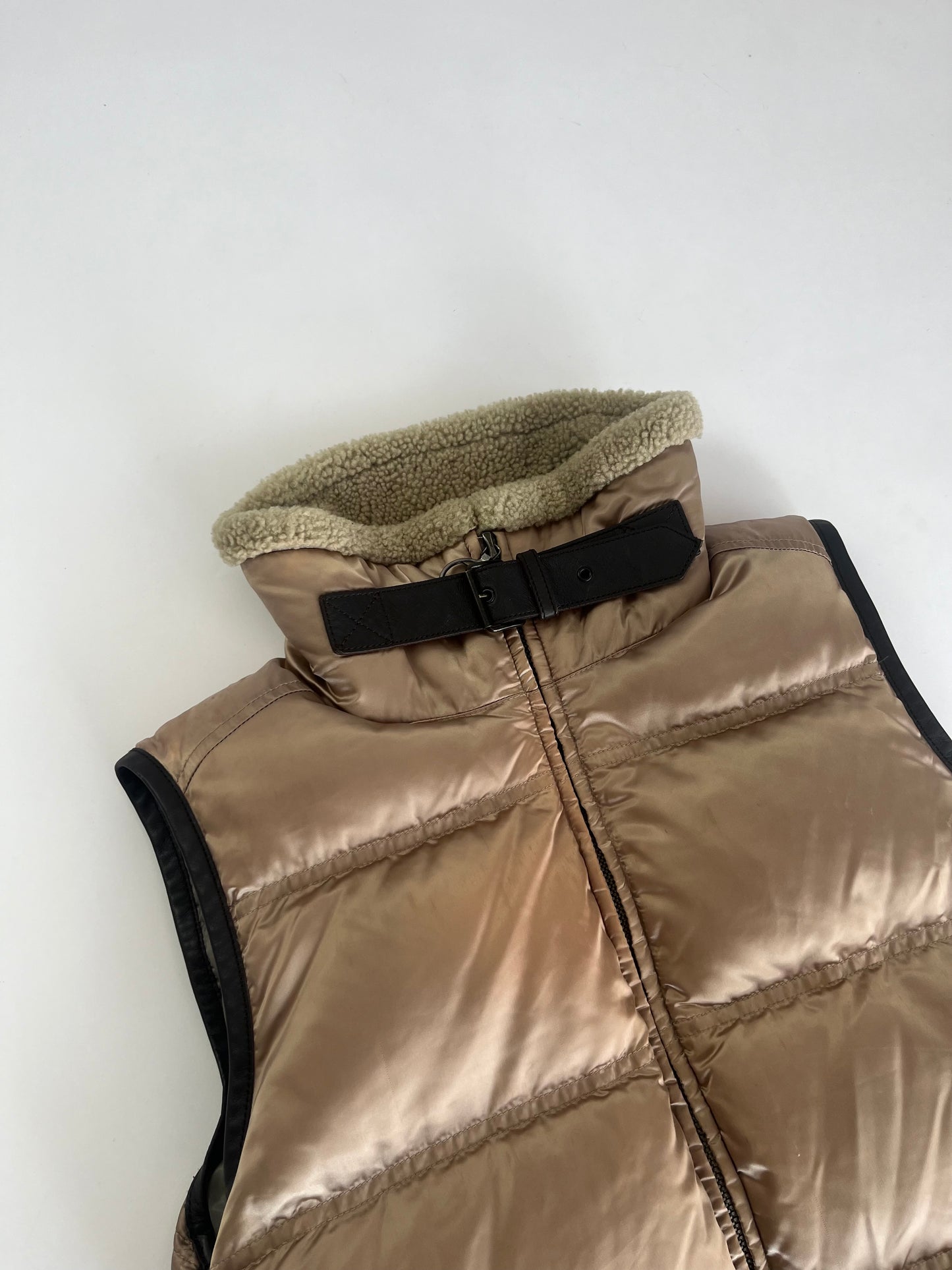 Prada Puffer Belted Collar Down Vest 2000s - S