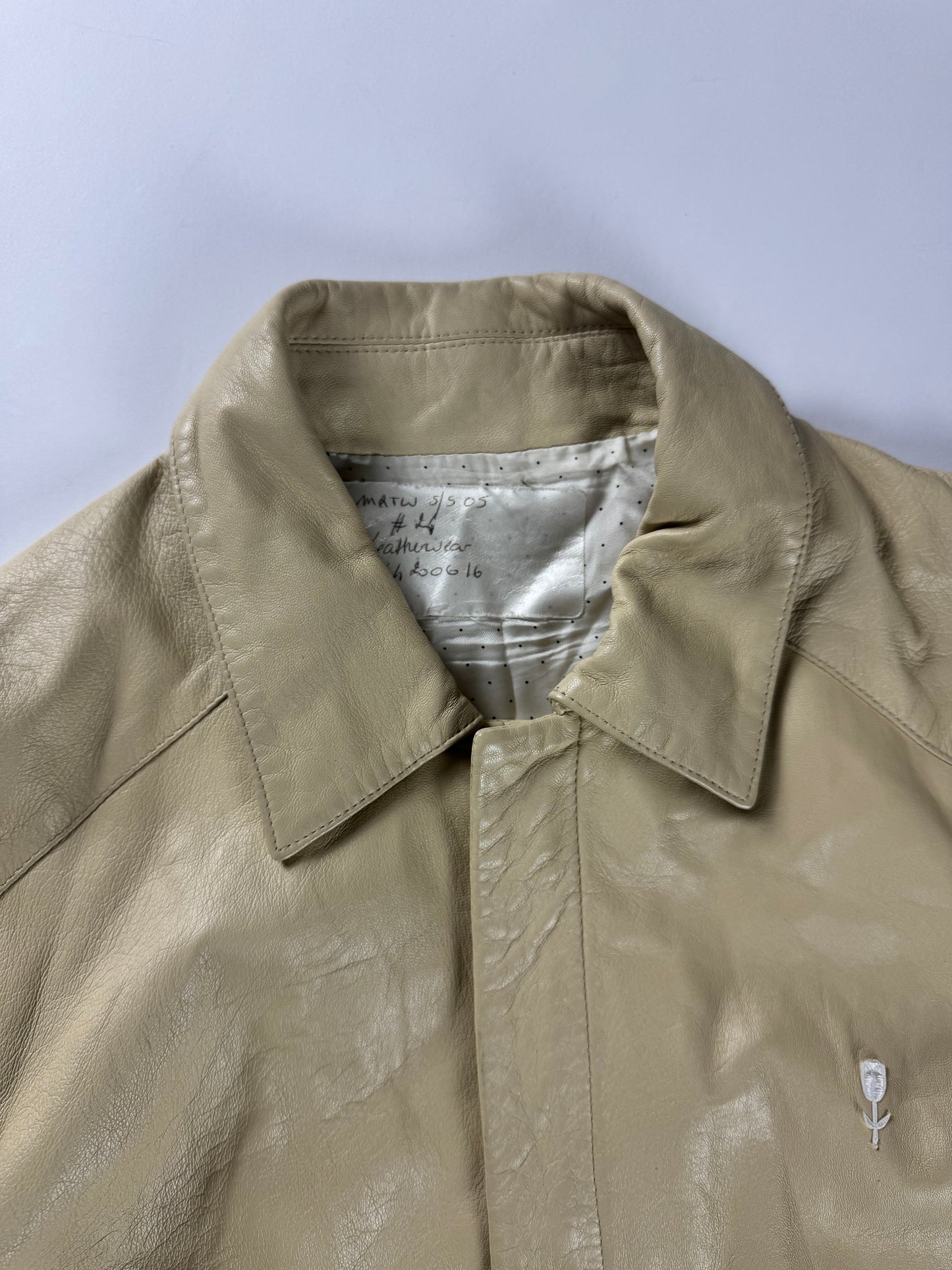 Givenchy Flower Embroidery Cream Leather Jacket SS 2005 - M